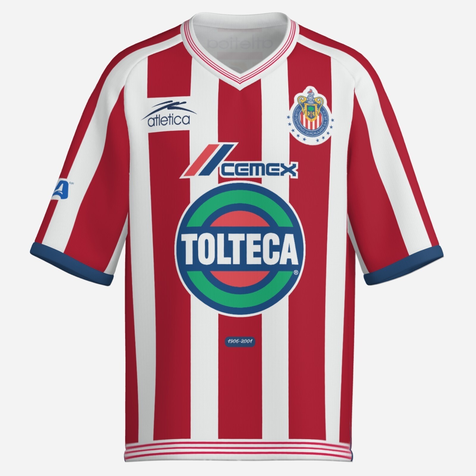 Chivas - soccer jersey playera Replica shirt, 2000 2001 home futbol jersey
