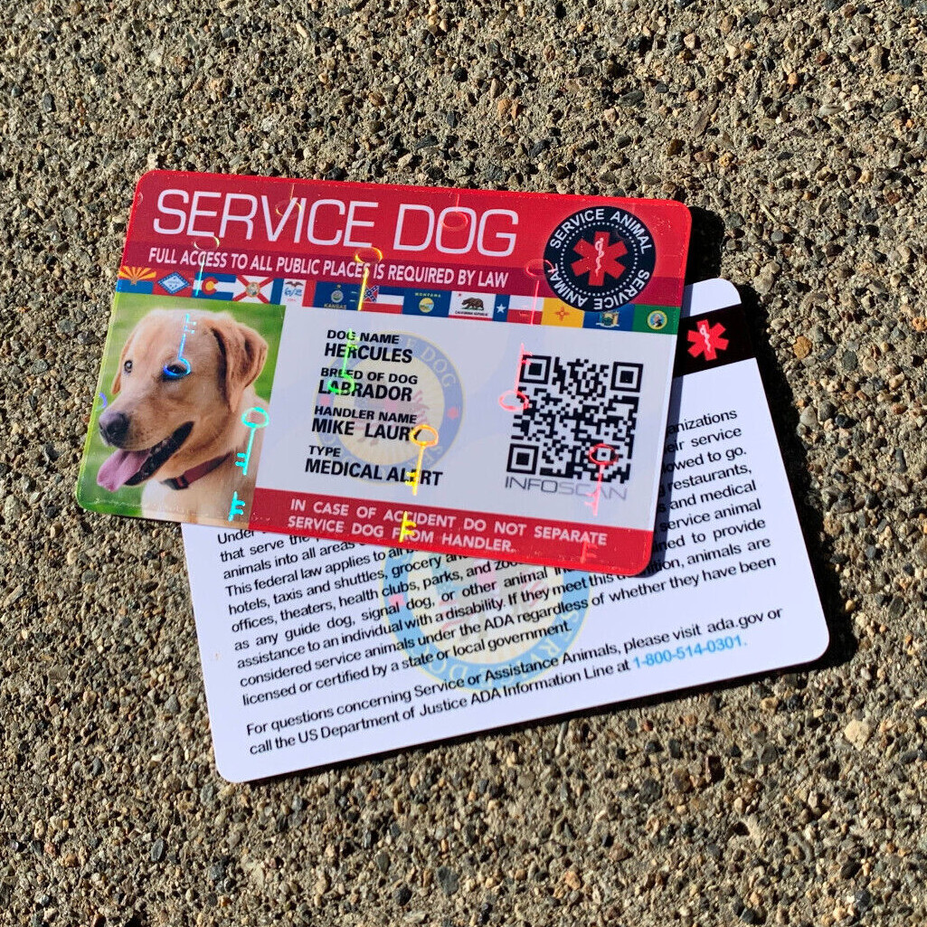 SERVICE DOG ID CARD FOR SERVICE ANIMAL PROFESSIONAL ADA HOLOGRAPHIC