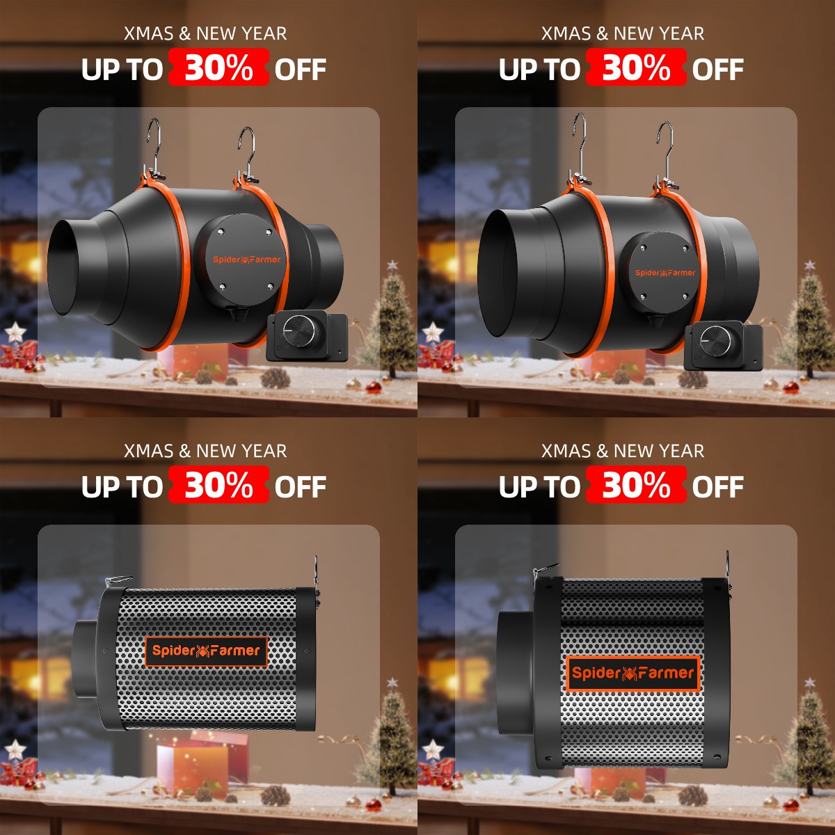 Spider Farmer 4" 6" Air Carbon Filter/Inline Fan with Controller for Grow Tent