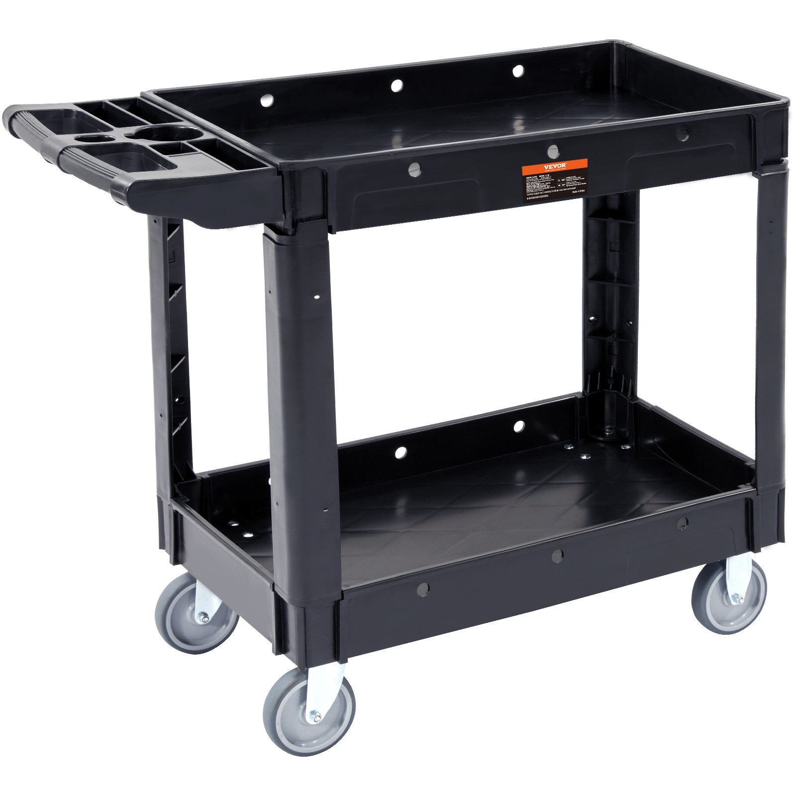 VEVOR Utility Service Cart Rolling Cart 2 Shelf 550LBS with 360° Swivel Wheels