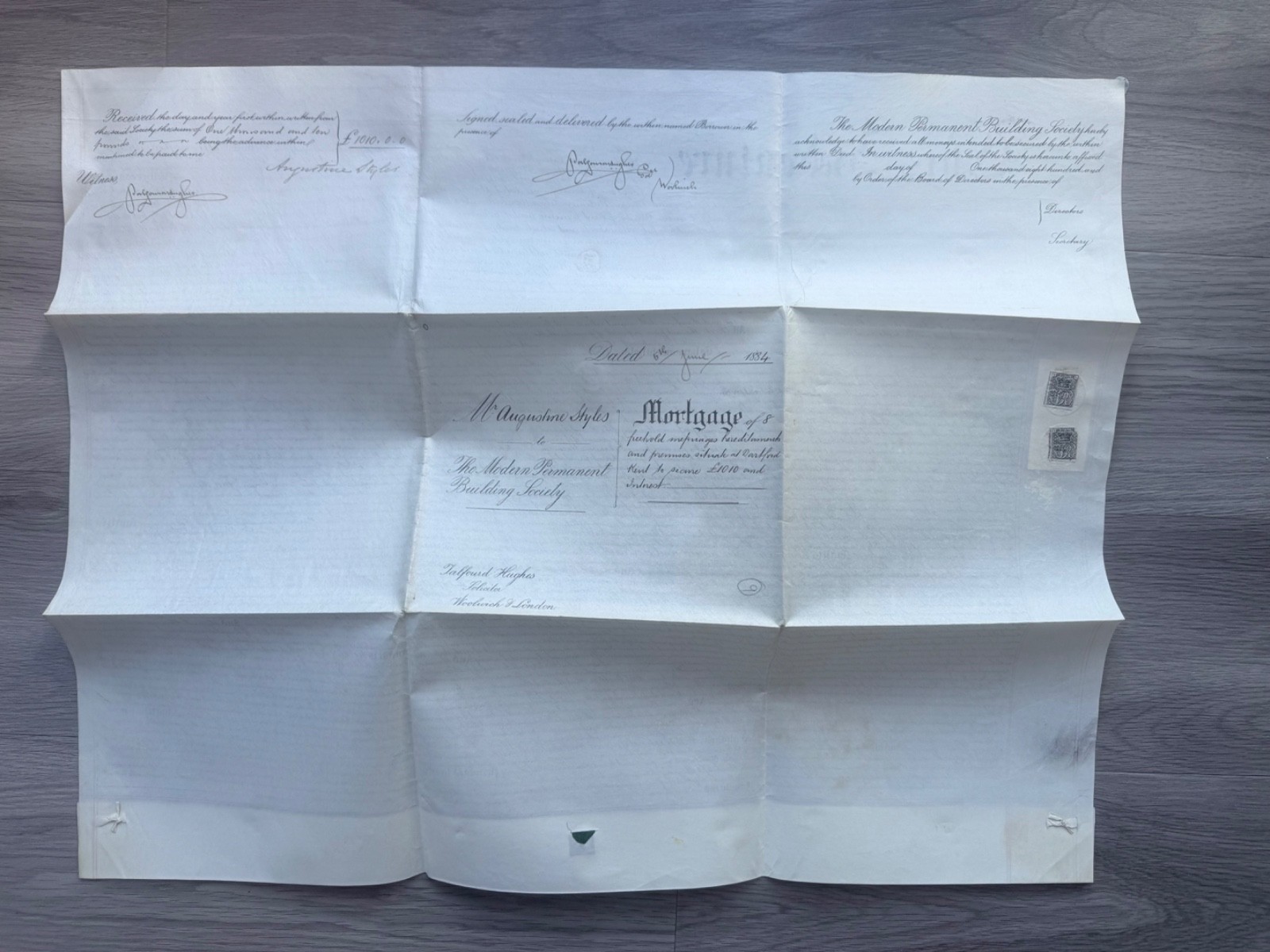 St martins Road Dartford Kent Vellum Indenture 1884 Styles to Building Society