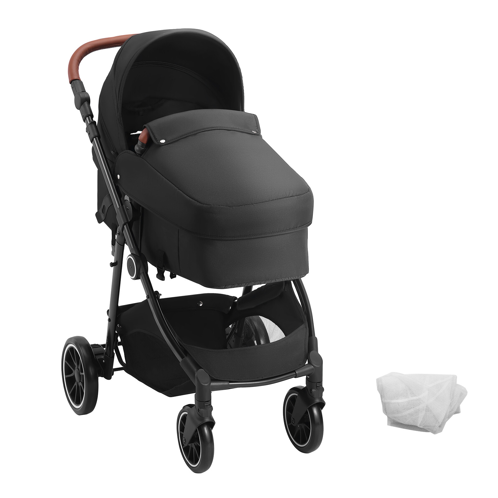 VEVOR Convertible Baby Infant Stroller Foldable Pushchair with Bassinet Black