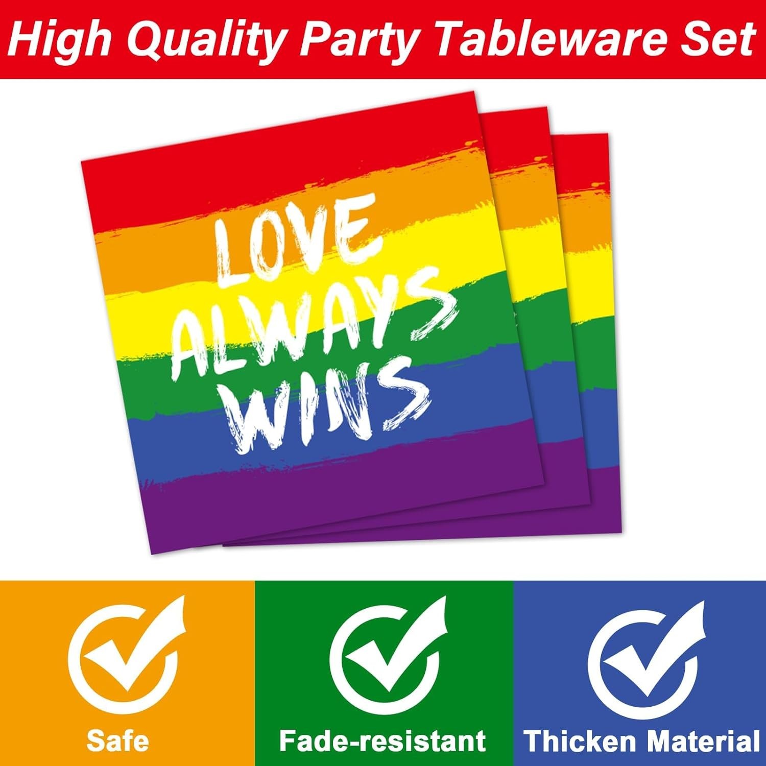 Disposable LGBT Dinnerware Set for 24 - Pride Themed Party Supplies
