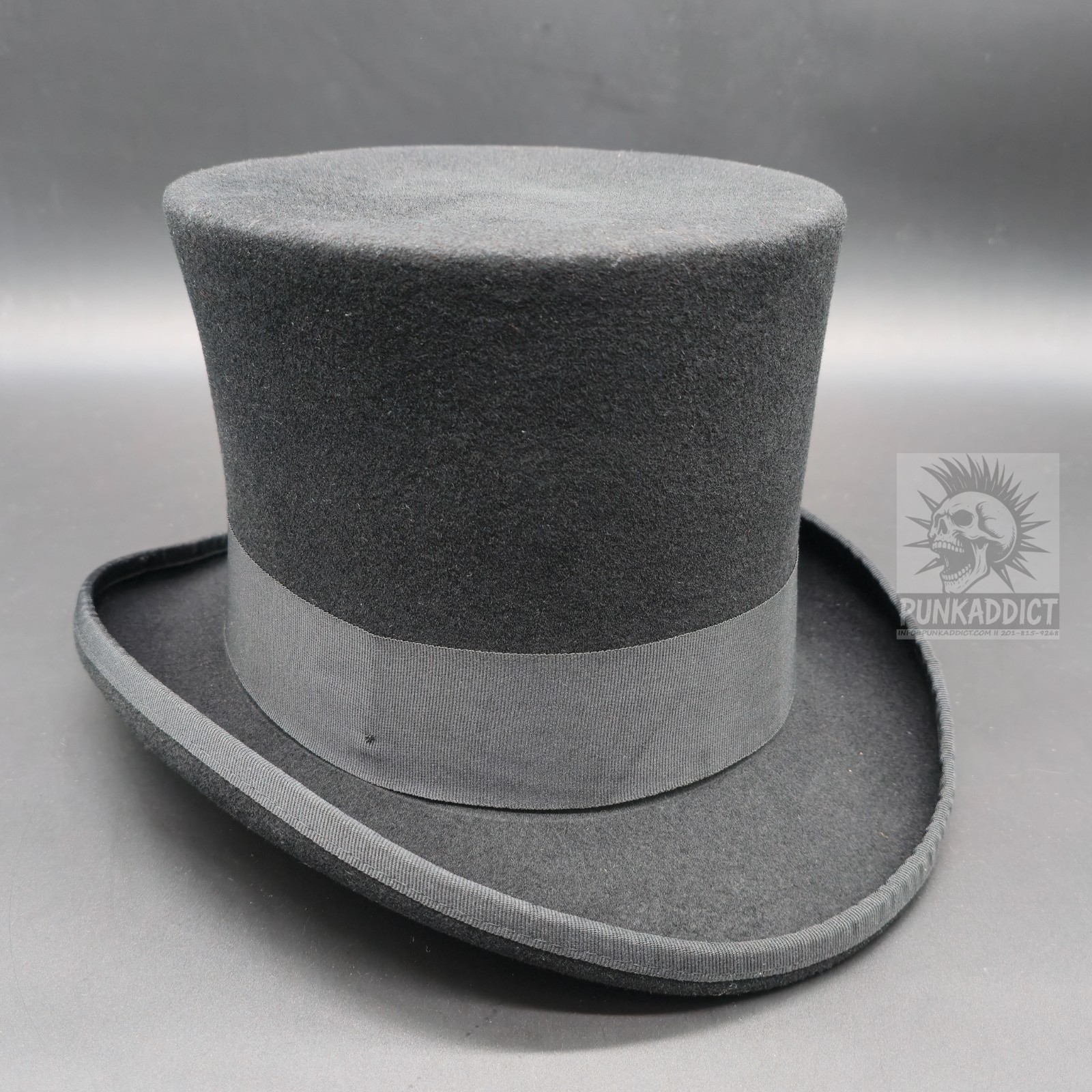 Gray Top Hat Wool Felt Victorian Slash Mad Hatter Steampunk Rock Star