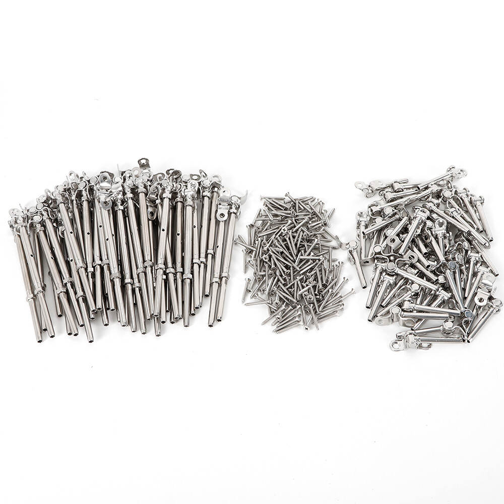 50* 3/16" T316 Stainless Steel Cable Railing Hardware Turnbuckle Tensioner Kit
