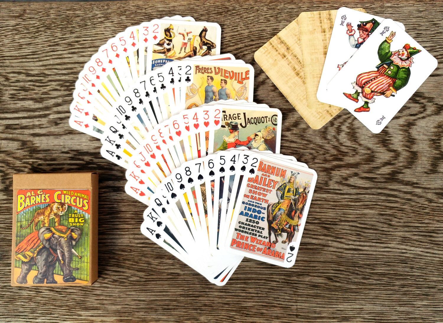 Playing Cards (Poker Deck 54Card) CIRCUS Animals Clown Vintage FlonzGift 652-003