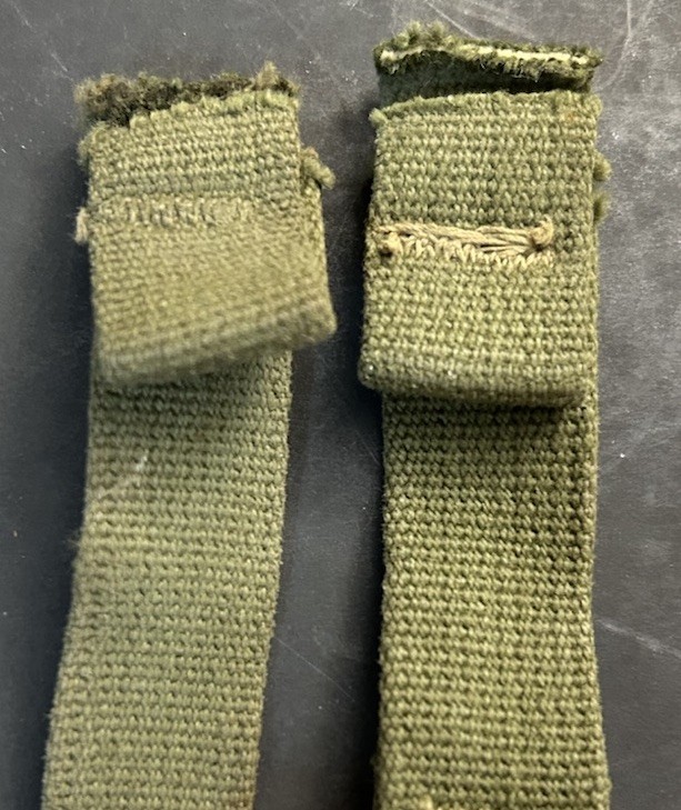 ONE Used Late WWII OD7 Ball & Catch ChinStrap set for US GI M1 Steel Helmet