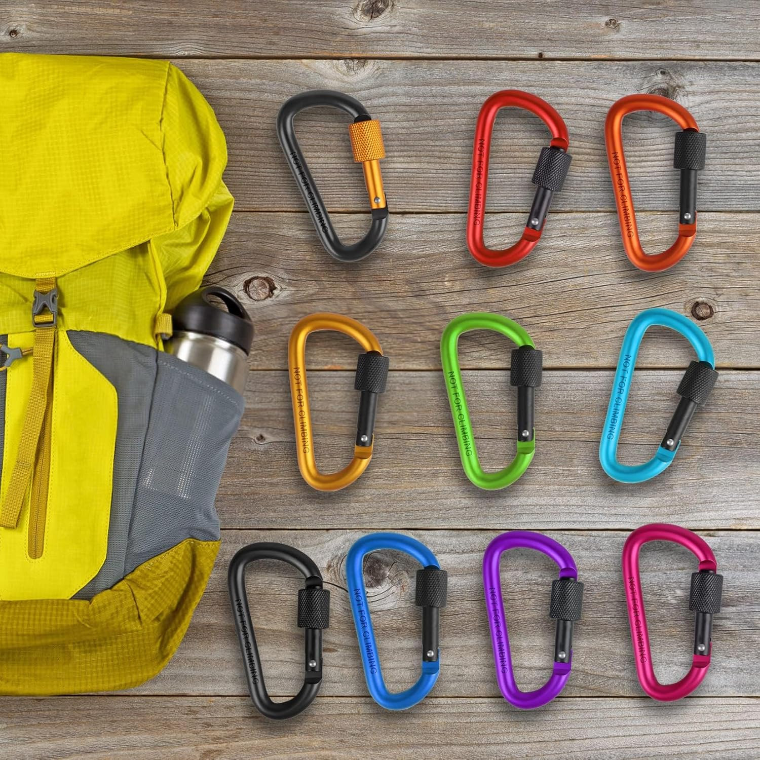10 Pack Carabiner, 3 inch Aluminum D-Ring Locking Carabiner Clip, Snap Hook S...