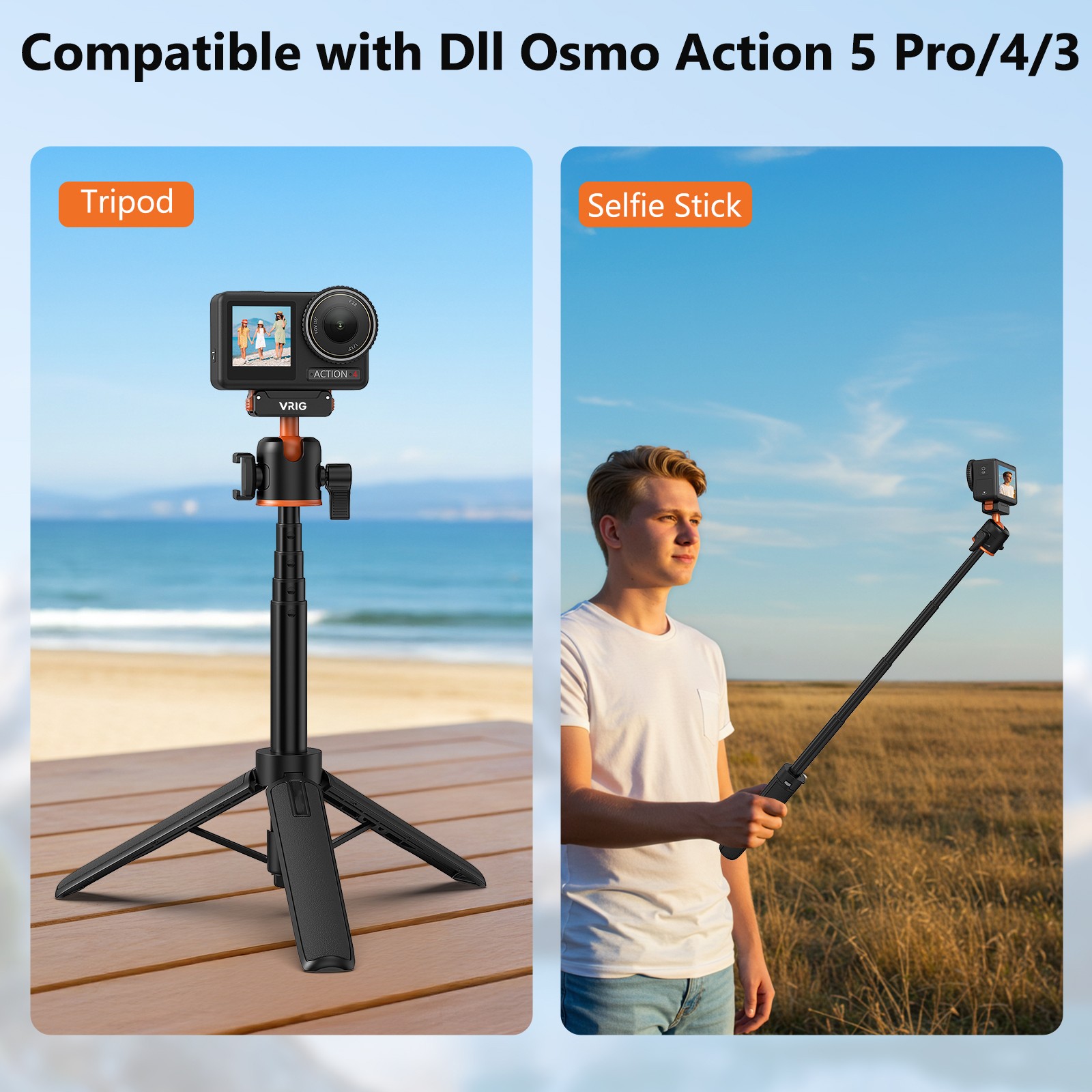 Camolo Portable Selfie Stick Handheld Tripod Stand For DJI Osmo Action 6/5/4 US