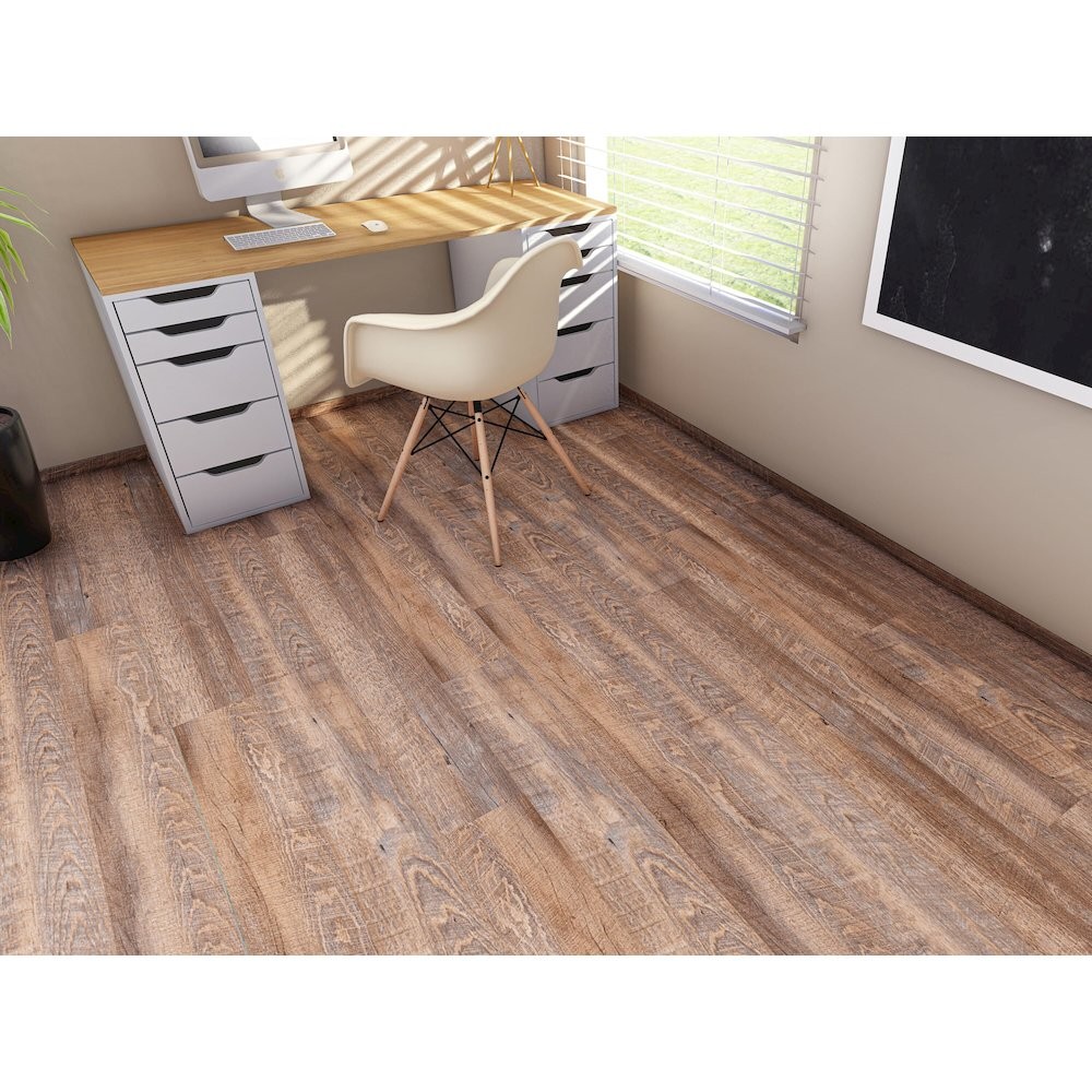EVA Backing SPC Wood Flooring Planks, Golden Beige 4mm x 7" x 48" with 20mil...
