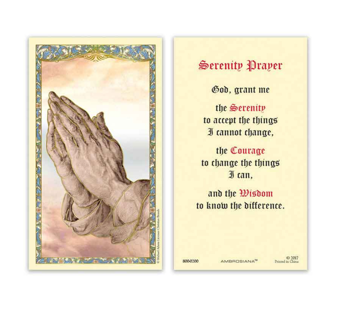 Laminated Serenity Prayer Holy Prayer Card Catholic Serenity Courage Wisdom
