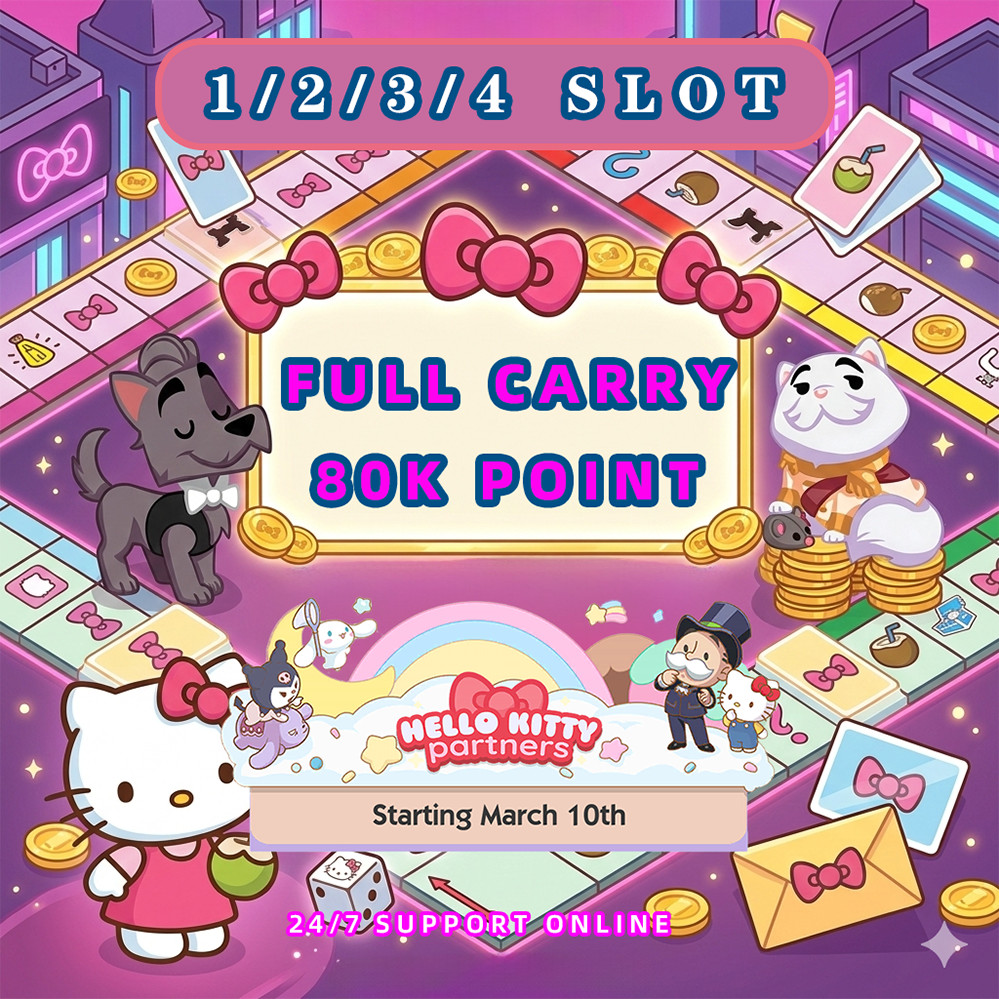🔥HELL0- Kℹ️TTY partners EVENT Monopoly_go ⭐RUSH⭐ FULL CARRY 80K POINTS⭐RUSH