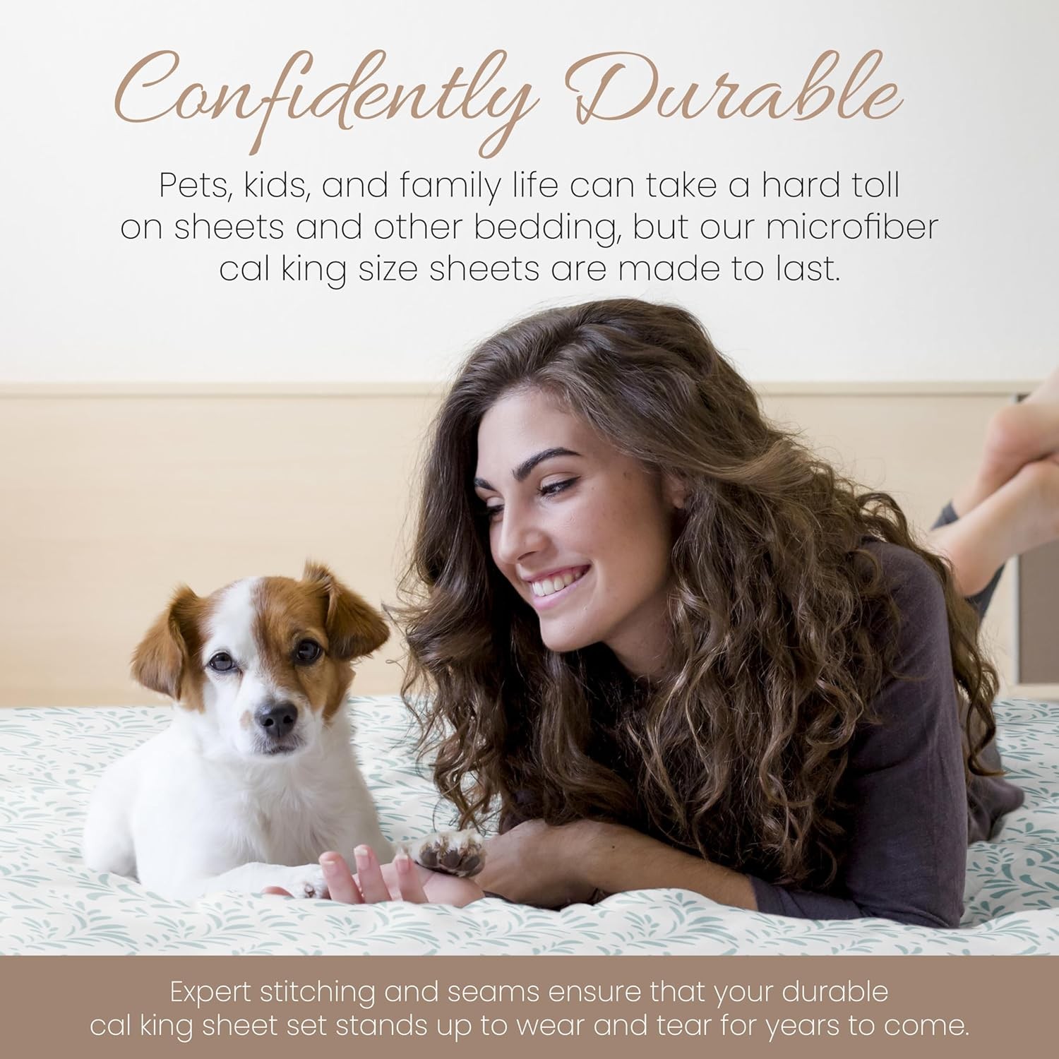 Double-Brushed Patterned Microfiber California King Sheet Set 4