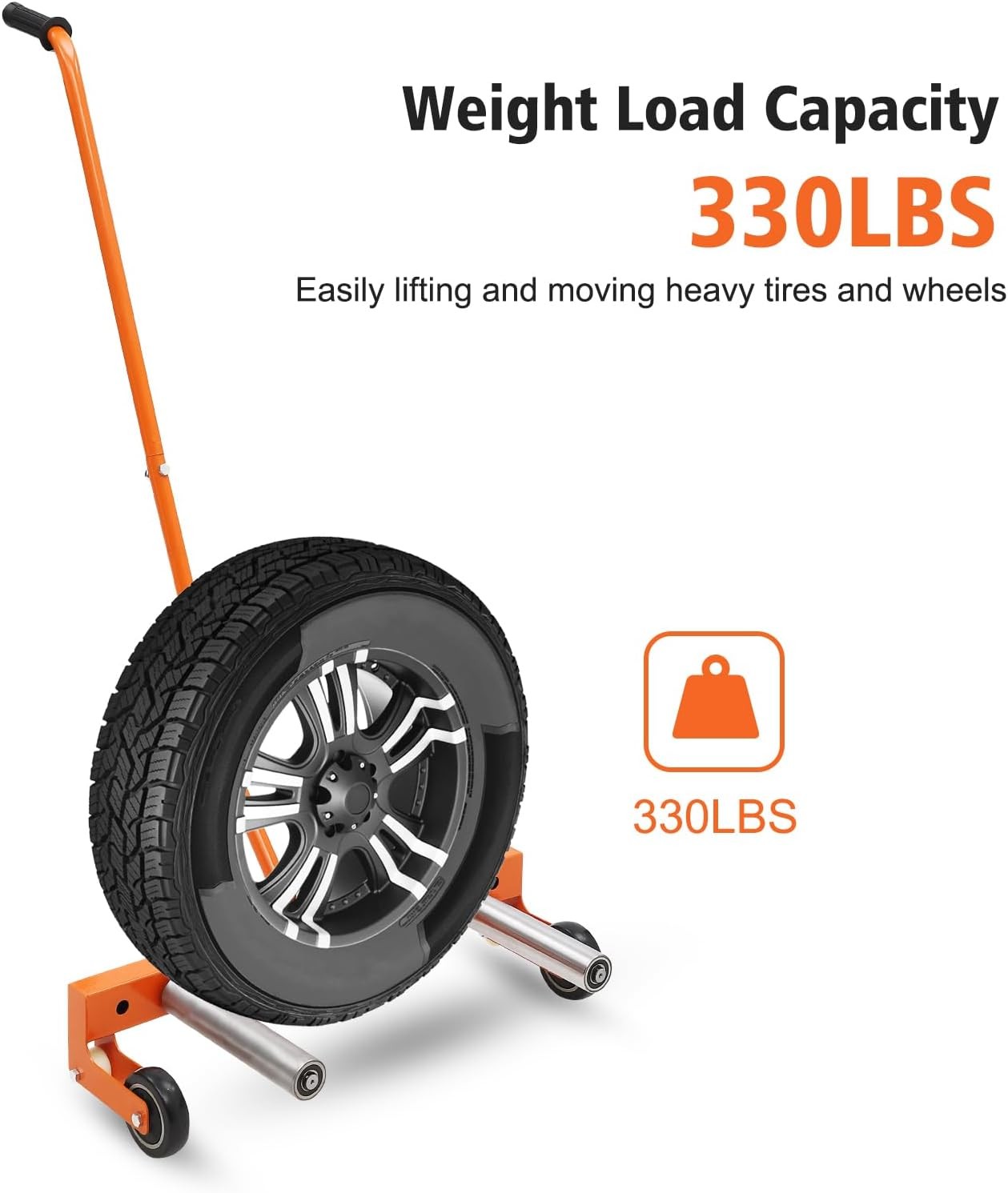 Adjustable Tire Wheel Dolly Cart 330 lbs for 6.5–24.5" Tires Moving Wheel Lift