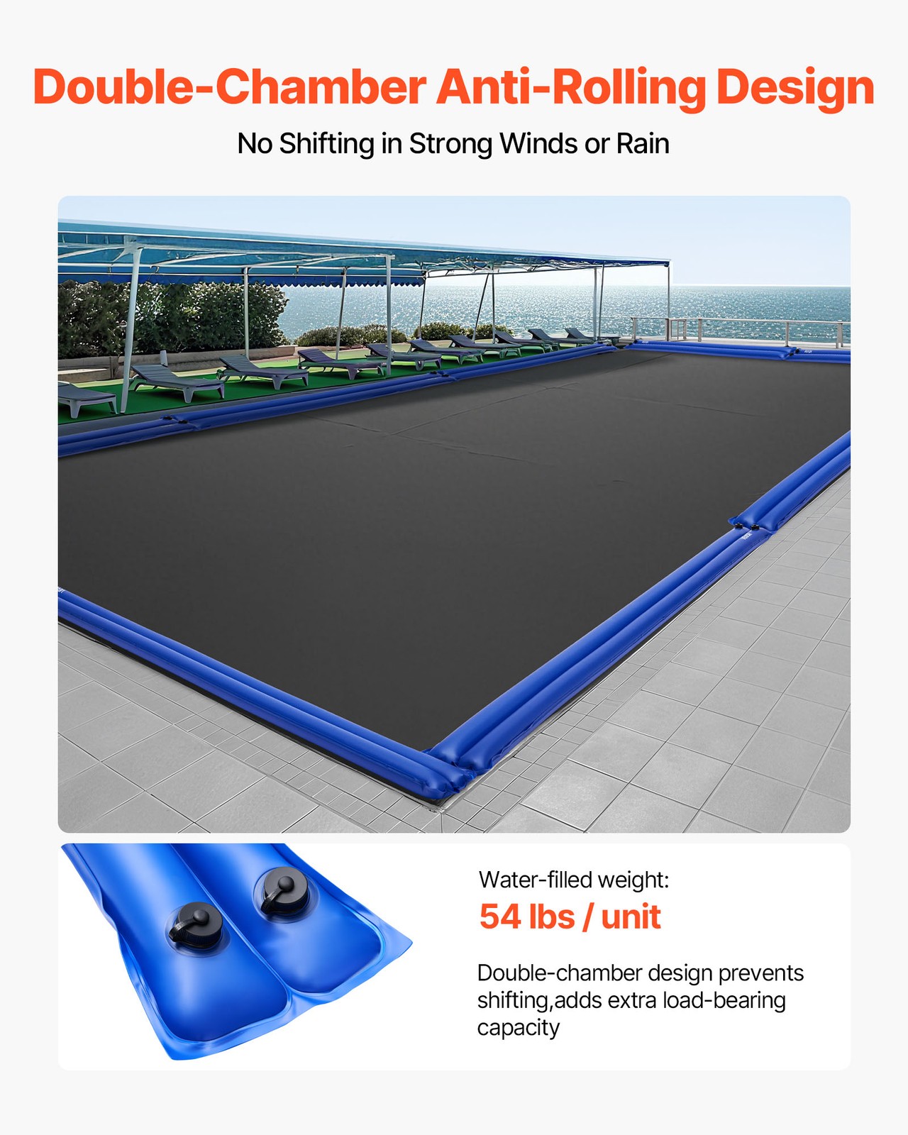 VEVOR 26 Gauge Double Chamber Water Bags Tubes Winter Pool Cover 5 Packs 10 ft