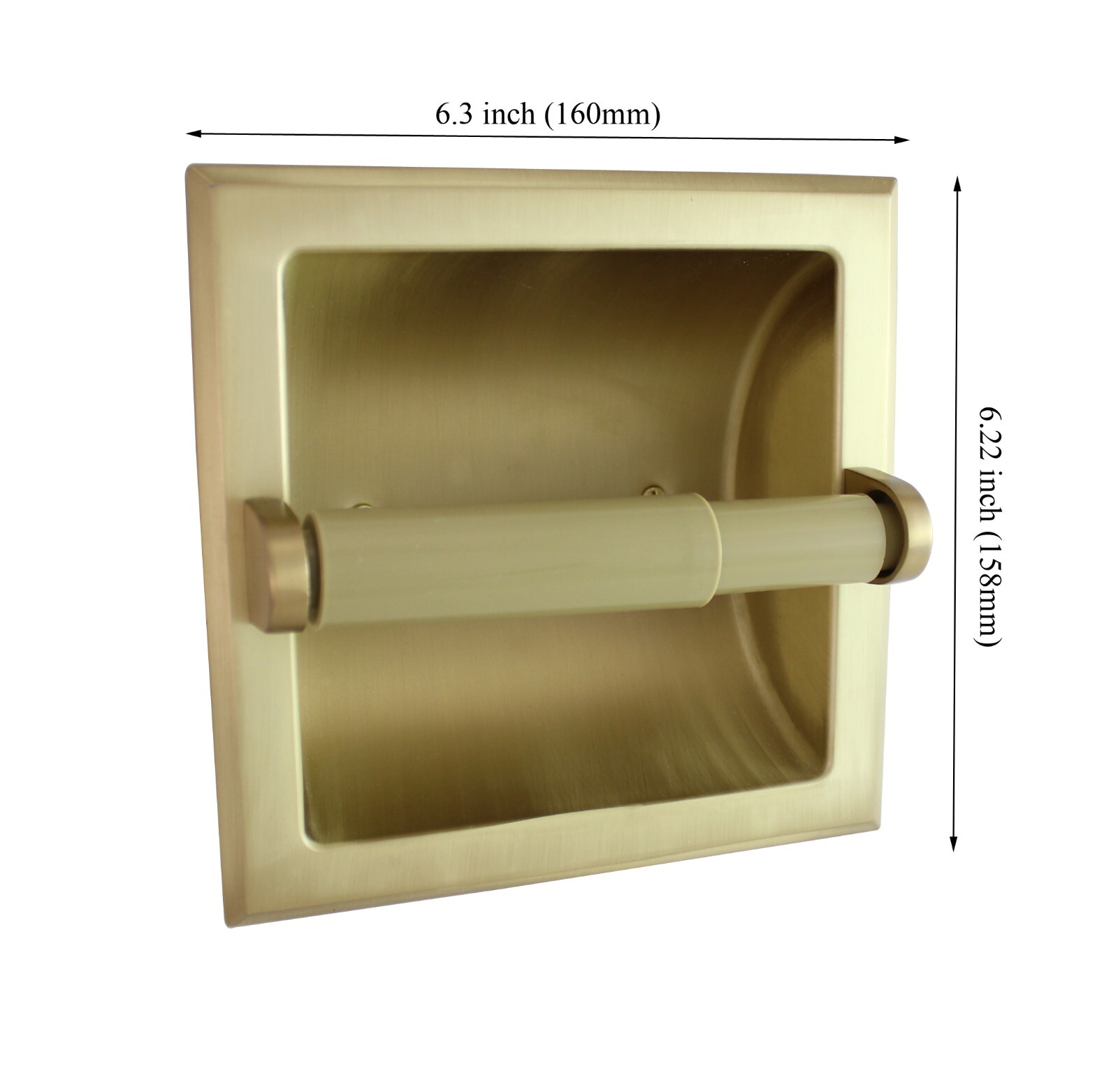 Satin Brass Wall Mounted Heavy Duty Recessed Toilet Paper Holder