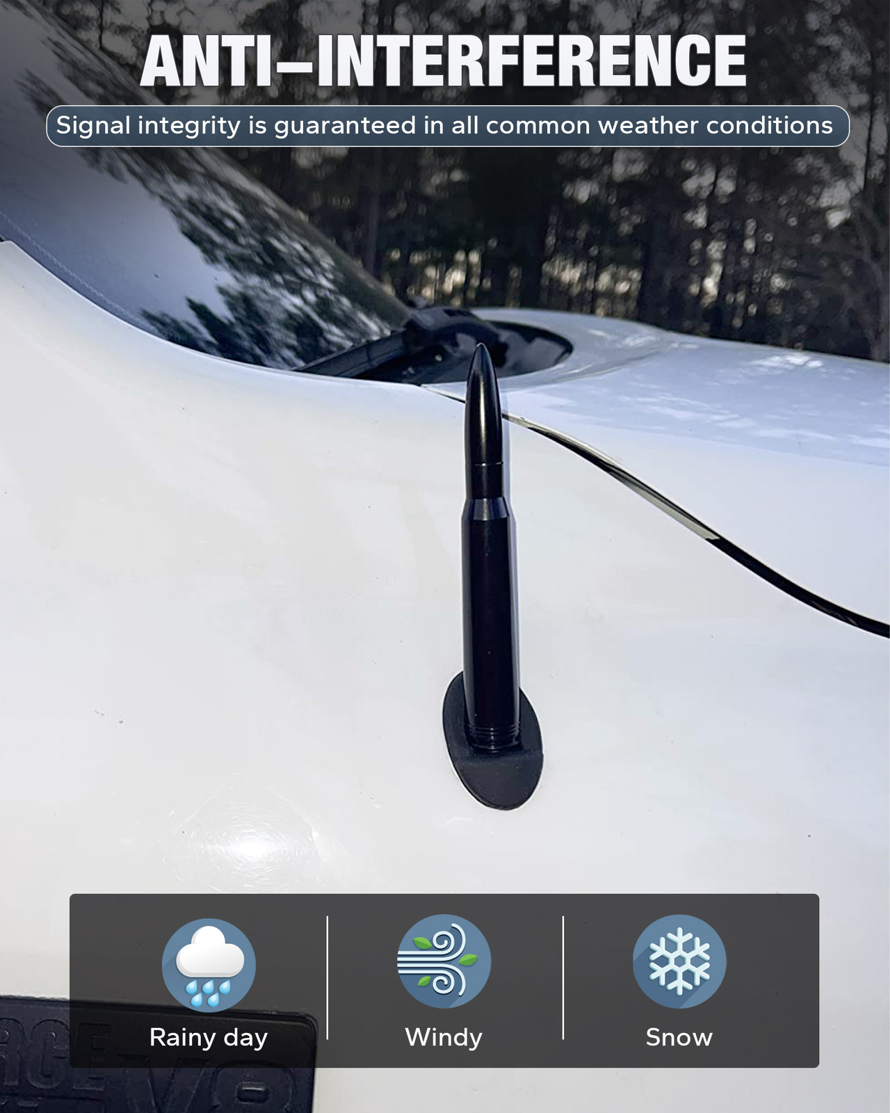 Bullet Antenna 50 Cal Caliber For Truck Dodge Ram 1500 Ford F150 Raptor Bronco