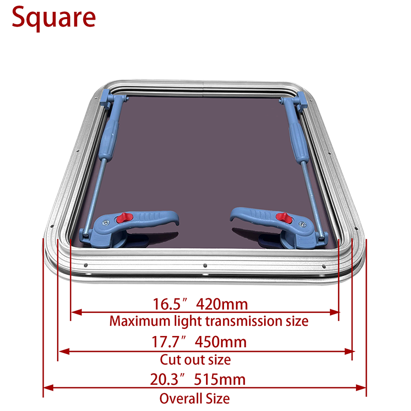 Boat RV Camper Square Aluminum Alloy Porthole Window Deck Plate Hatch Cover Lid