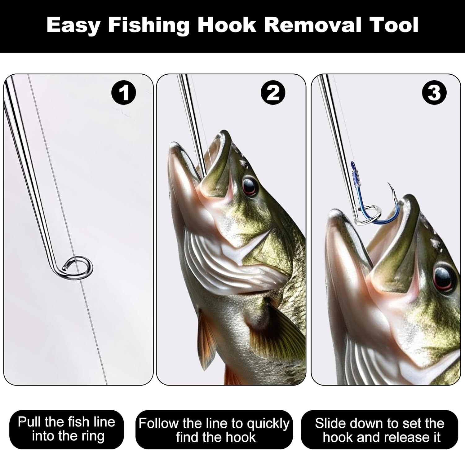 4PCS Easy Fish Hook Remover Detacher Fishing Hook Detacher Tackle Removal Tools