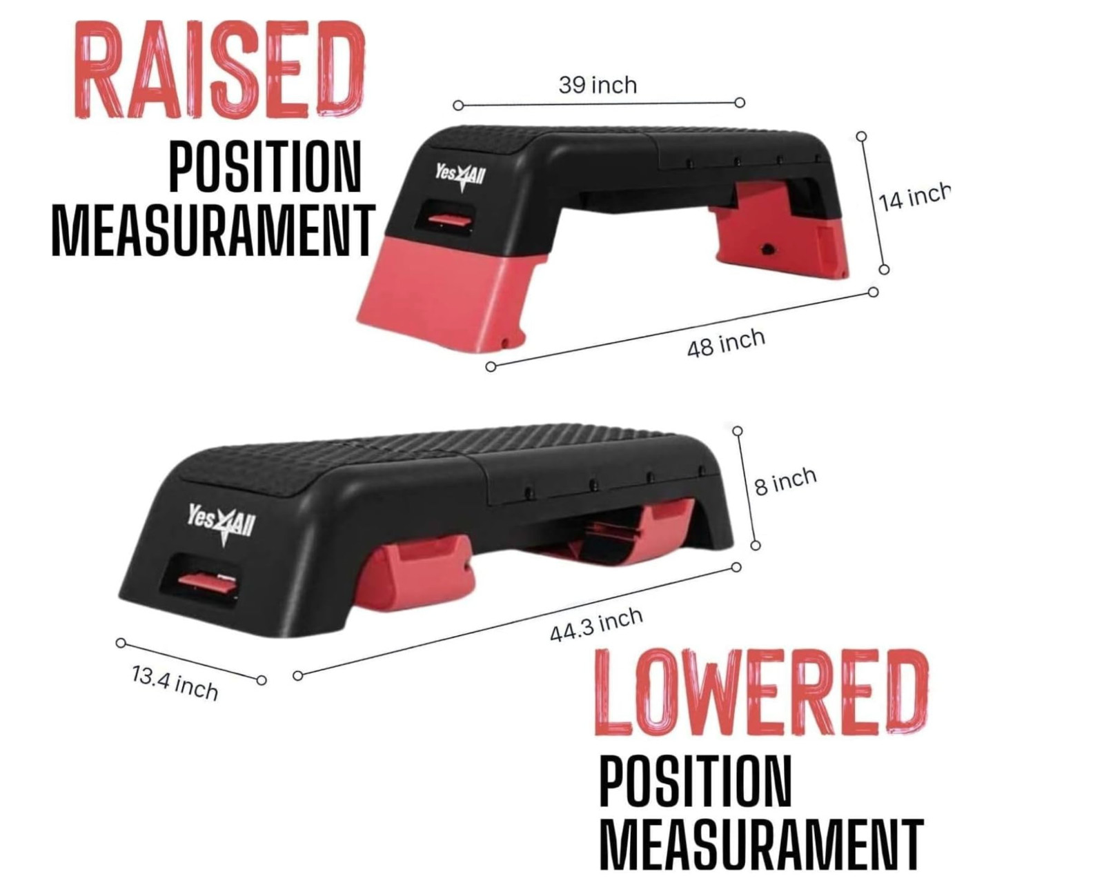 Yes4All Fitness Bench Workout Deck Aerobic Step Platform for Home Gym -Red/Black