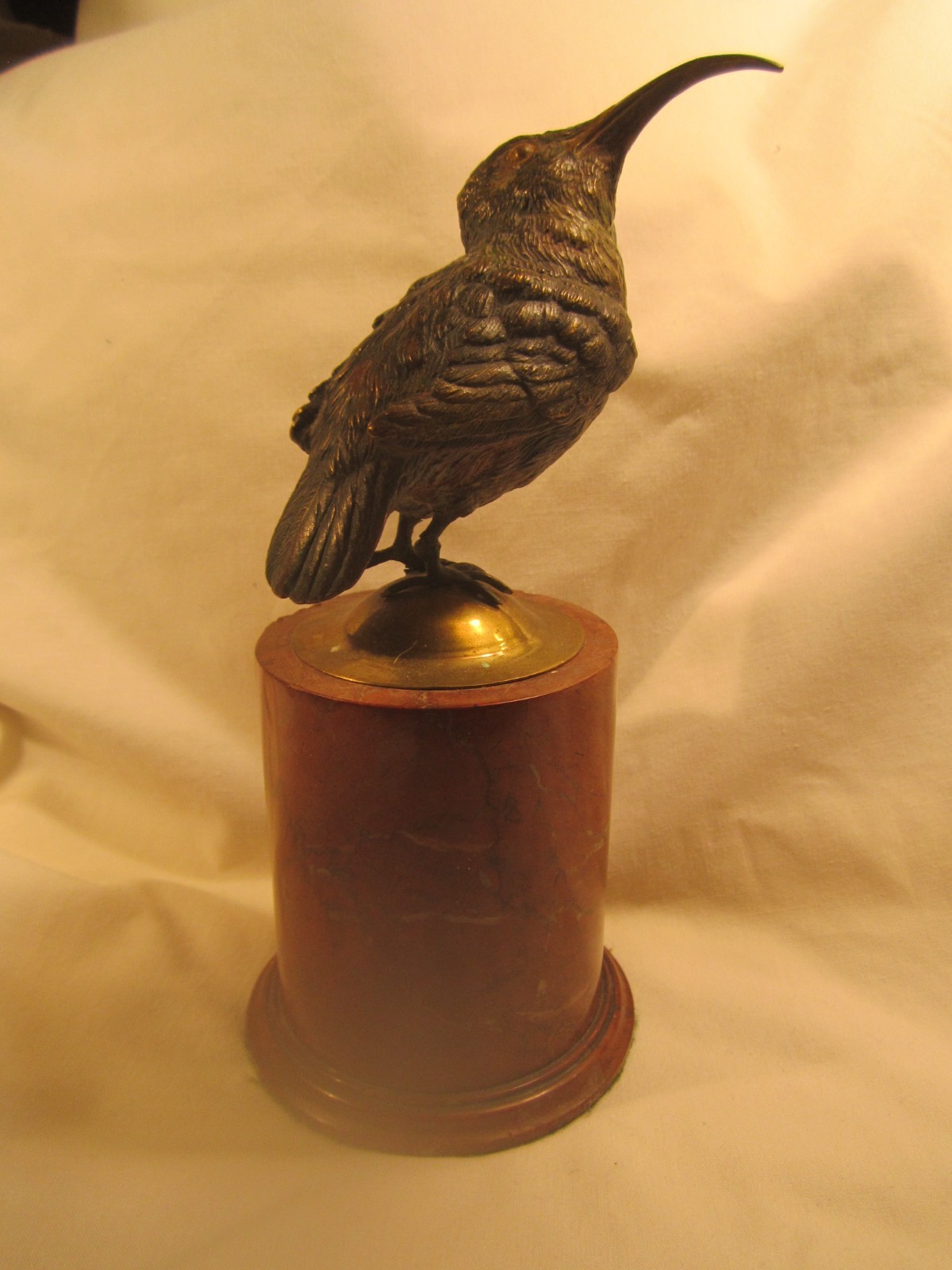 Antique Austrian cold painted bronze Kingfisher bird on marble base