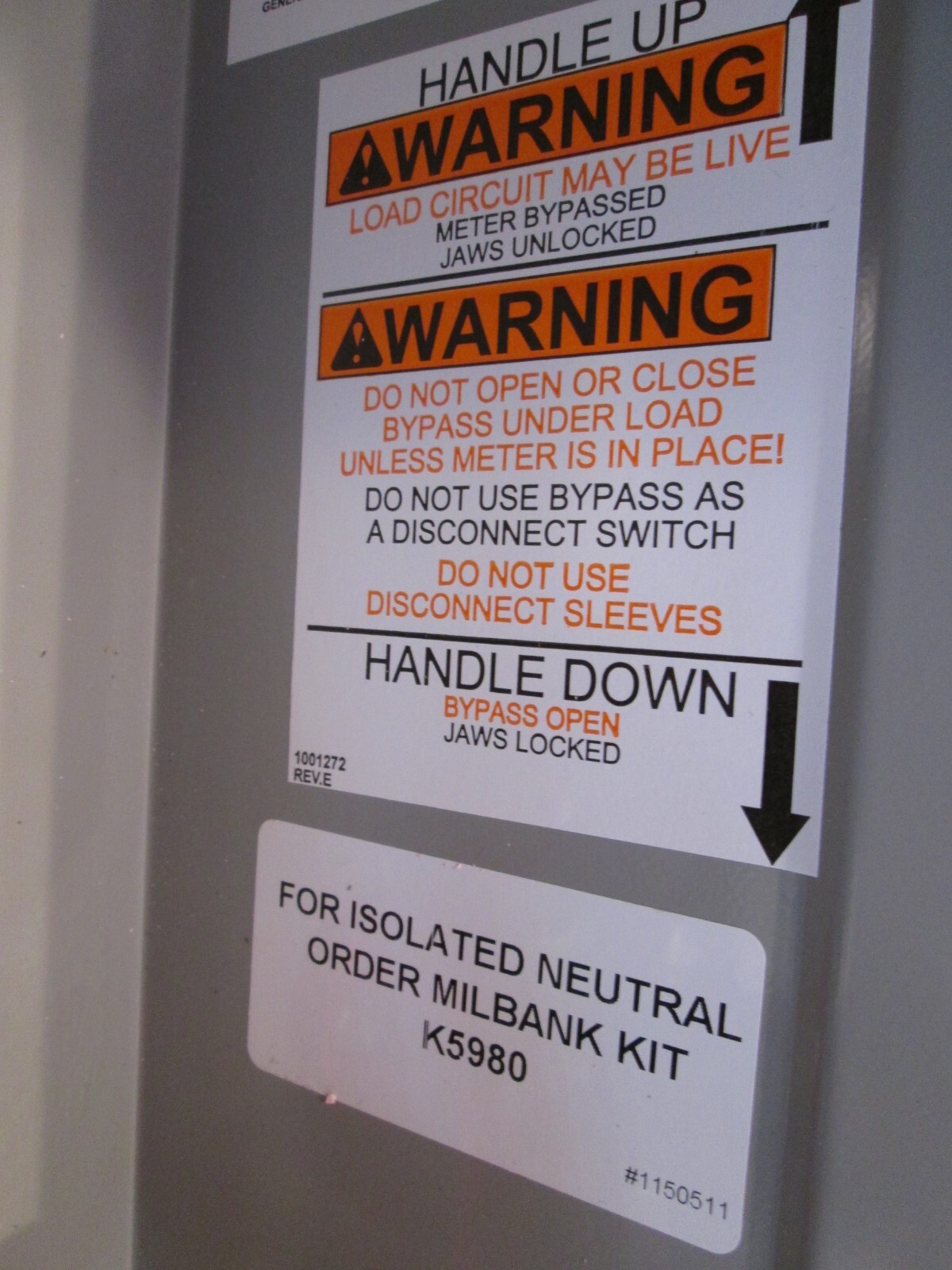 MILBANK meter can 320 amp - Single Phase - 4T BYPS U5161-X-K3L-K2L-BLG-AEPU