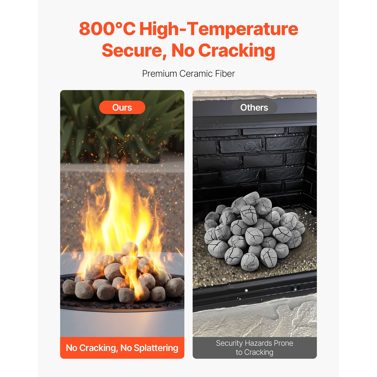 1-2 Inch 48 Pcs Ceramic Fire Pebble Stones Lava Rocks Reusable