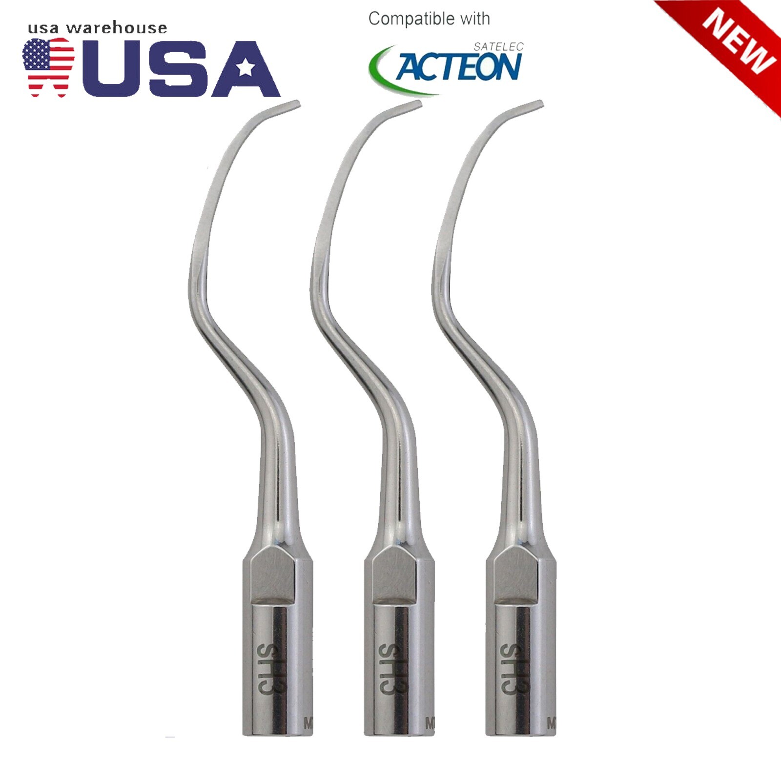 Dental Ultrasonic Piezo Scaler Periodontal Tip H3 Fit Satelec Acteon DTE, 3pcs