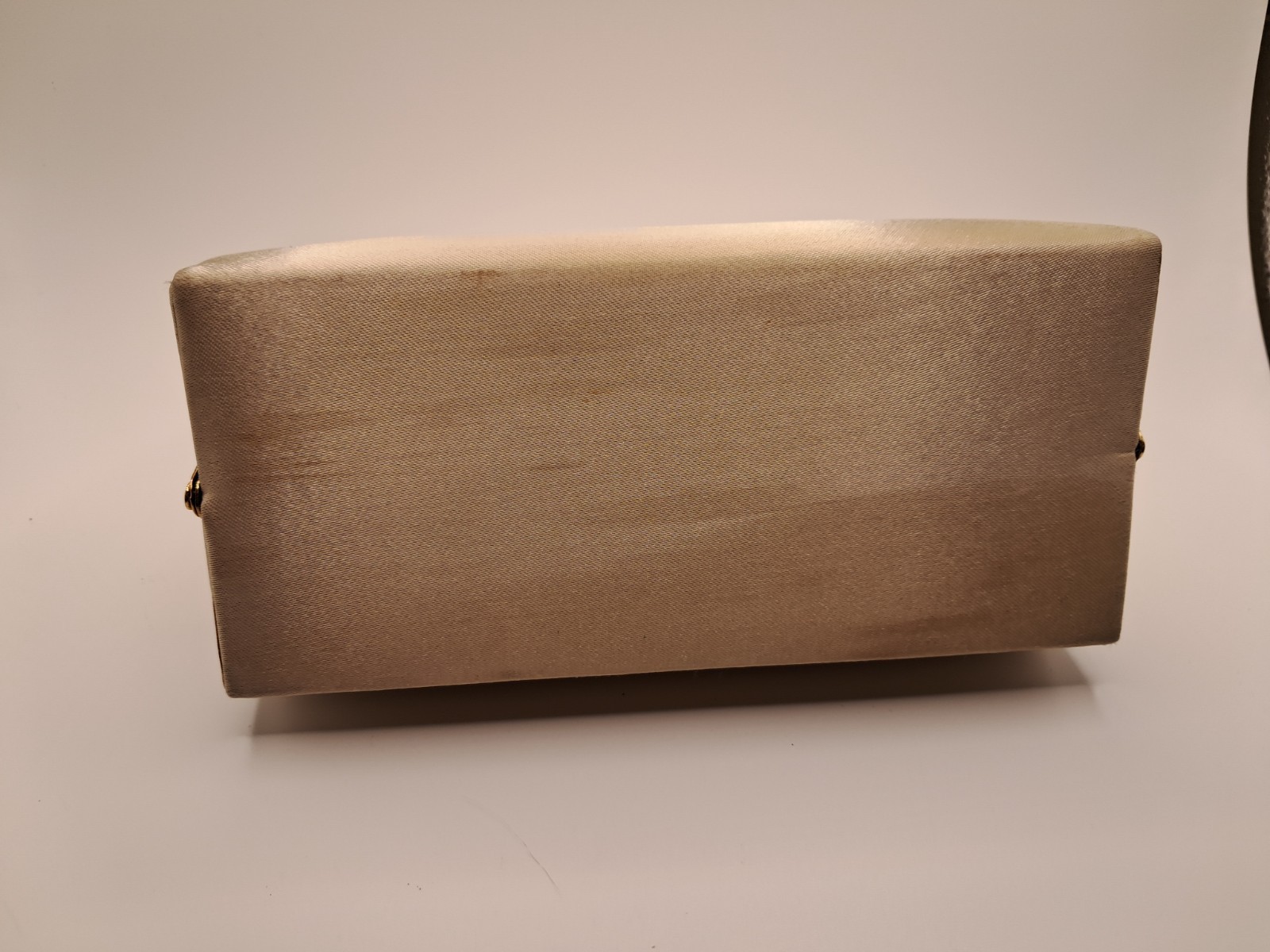 Vintage Satin Evening Clutch Bag Champagne Gold Frame Bridal Jessica McClintock