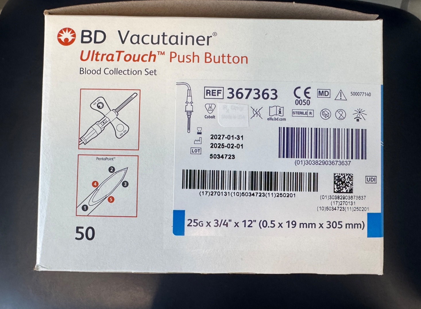 Sewing Needles 25g Butterfly Push Button Ultra Touch (Pack of 50)