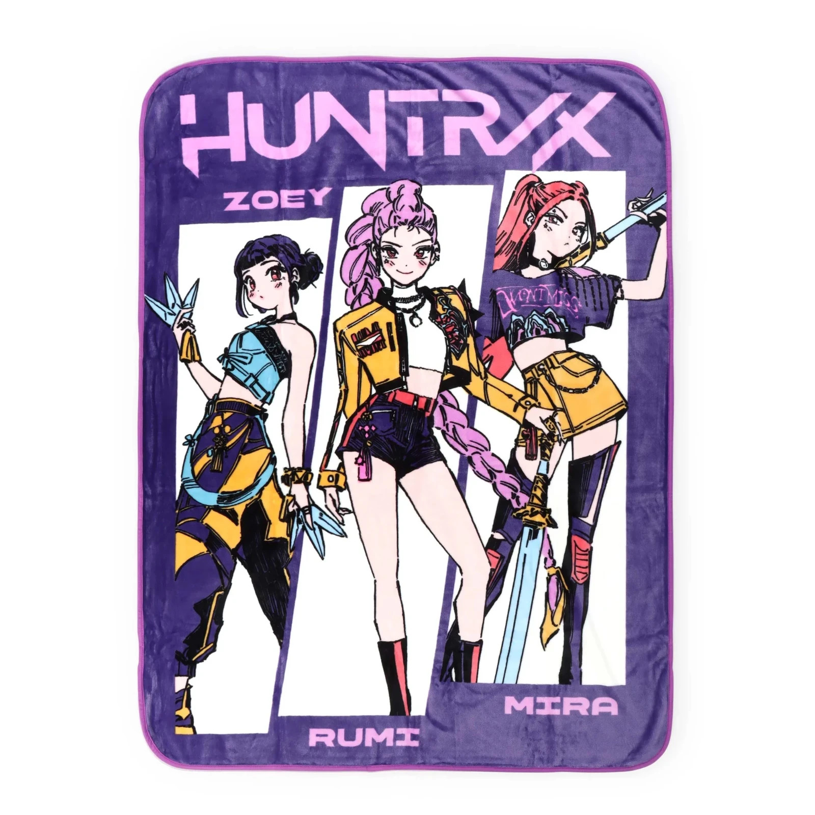 KPOP Demon Hunters Huntrix  -Kids Throw White Blanket - Twin/Full 46"x 60" - NEW