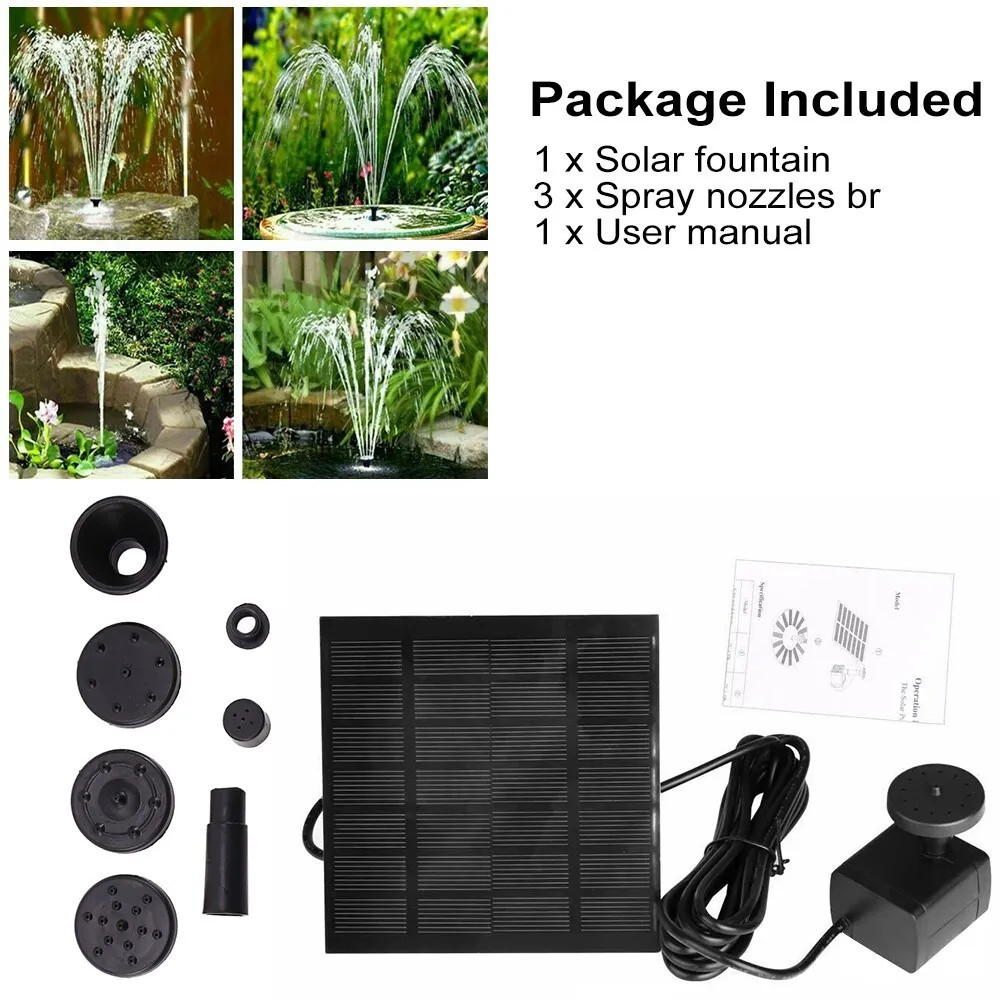 Solar Power Fountain Floating Water Pump for Bird Bath Pond