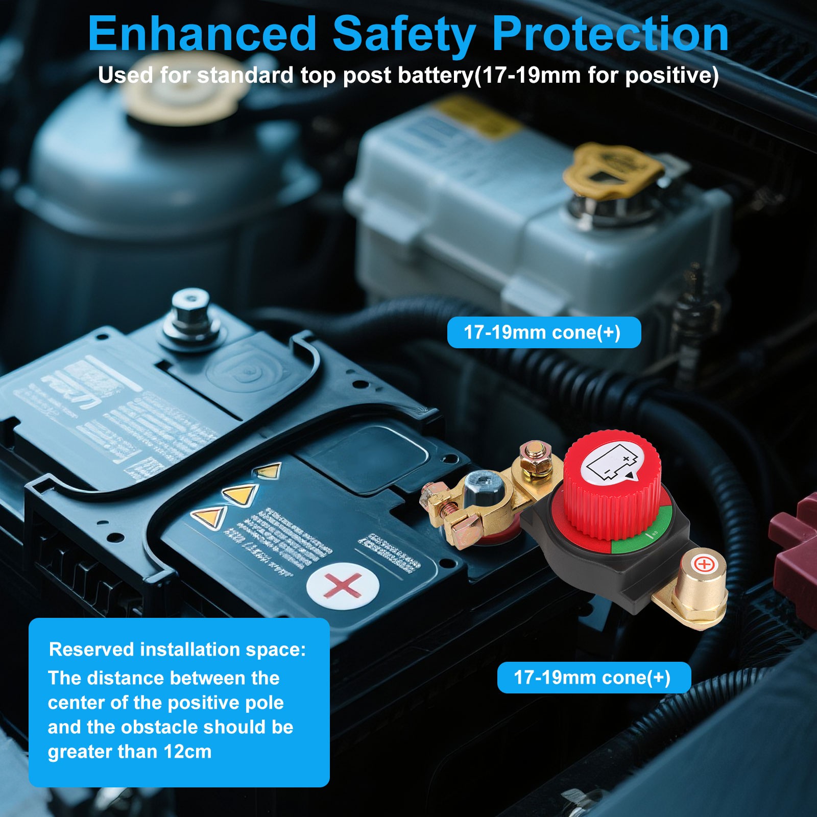 Battery Disconnect & Top Post Kill Switch 12V-48V Heavy Duty Shut Off For Car RV