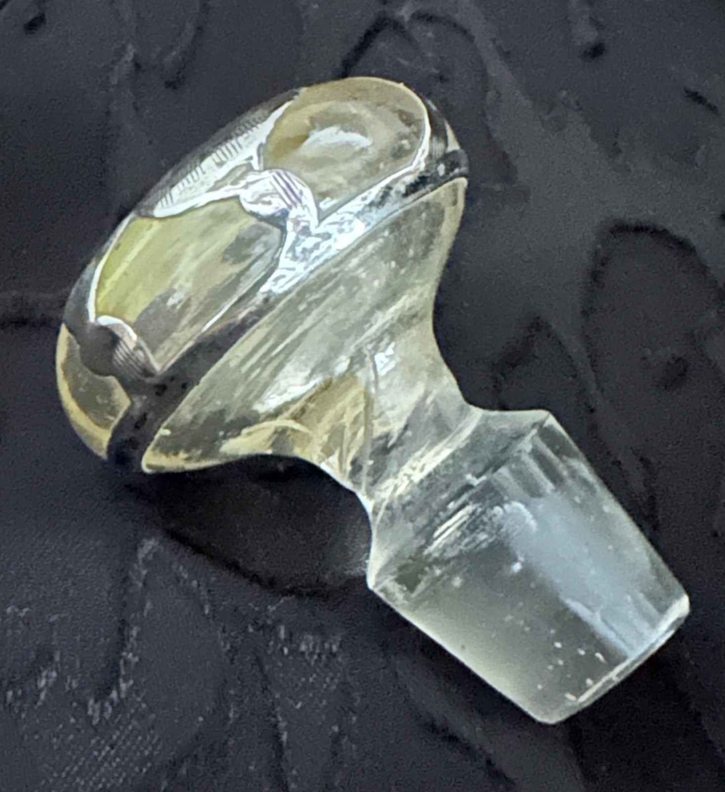 Antique Art Nouveau Sterling Silver Overlay Clear Glass Scent/Perfume Bottle