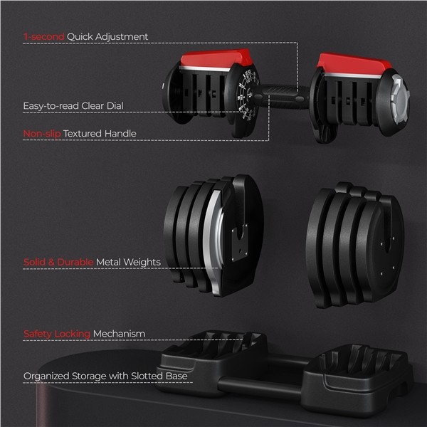 3-In-1 Quick-Adjust Dumbbell Weight Set with Anti-Slip Handle for Home Gym