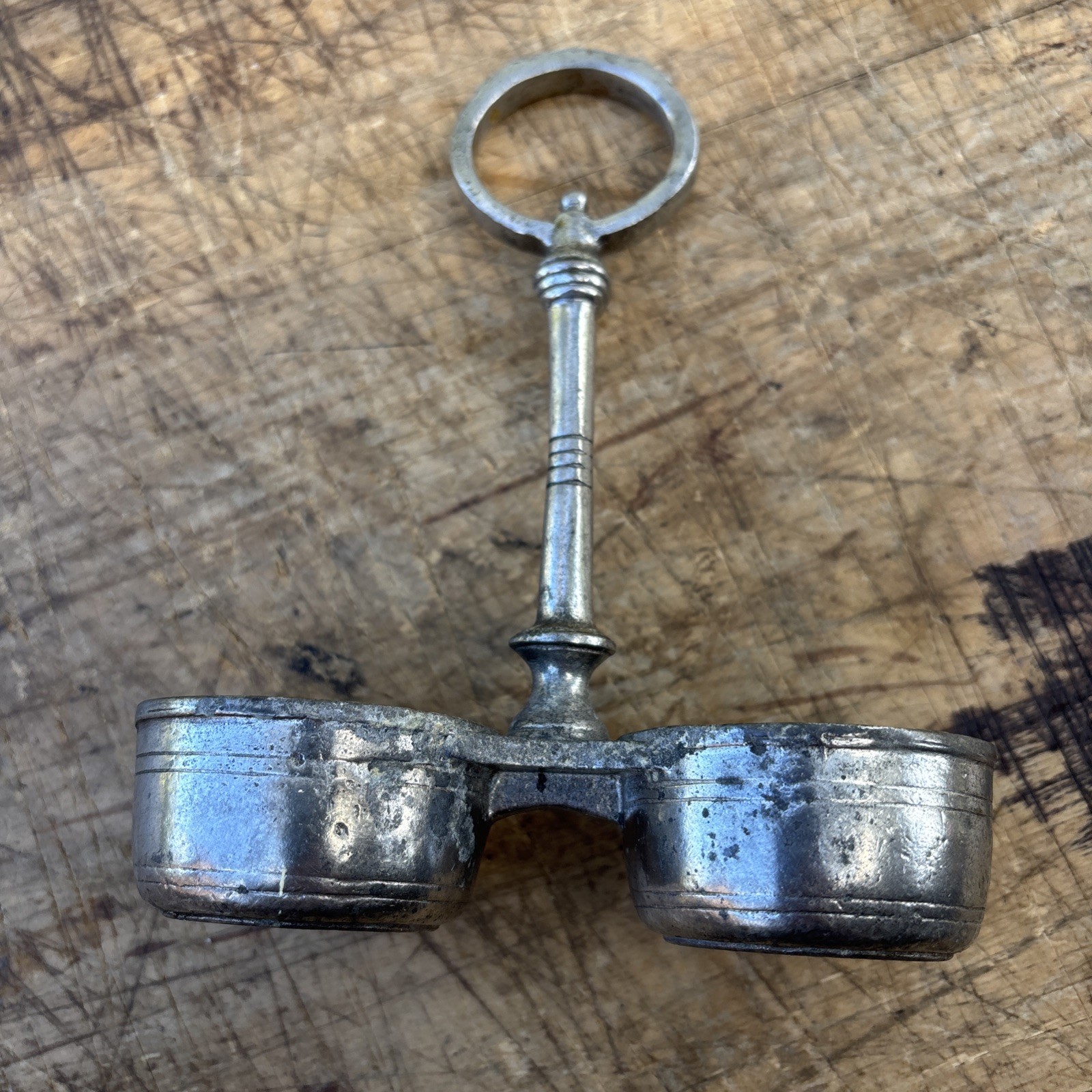 Antique Arte Italica Tavola SM Salt and Pepper with caddy Glass & 95% Pewter