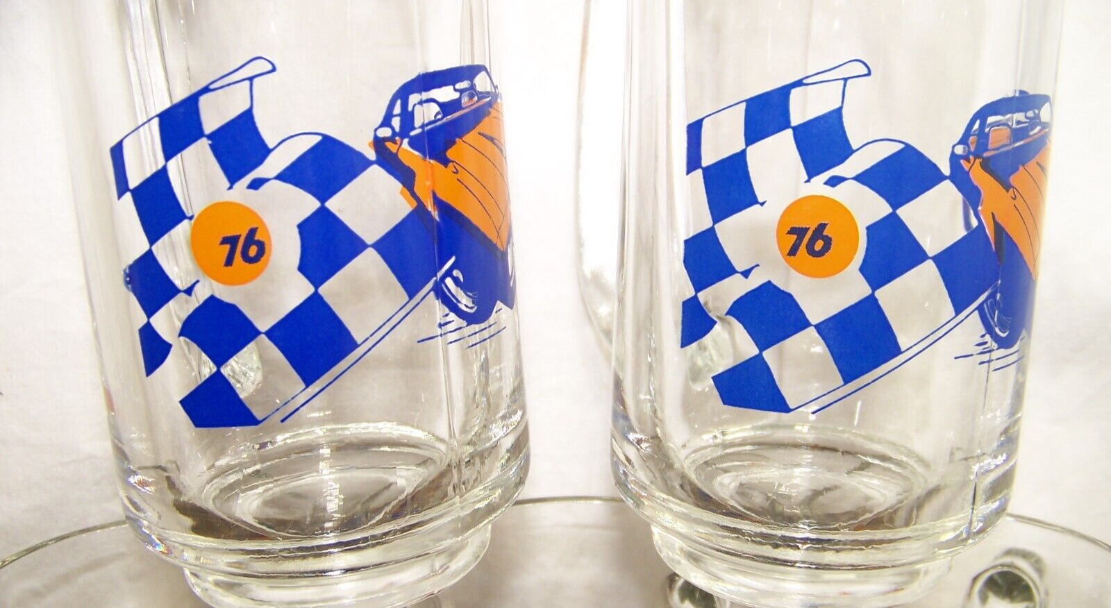 Union 76 Gasoline Pontiac Firebird Checkered Flag Racing 12oz Glass Beer Mug🏁👀