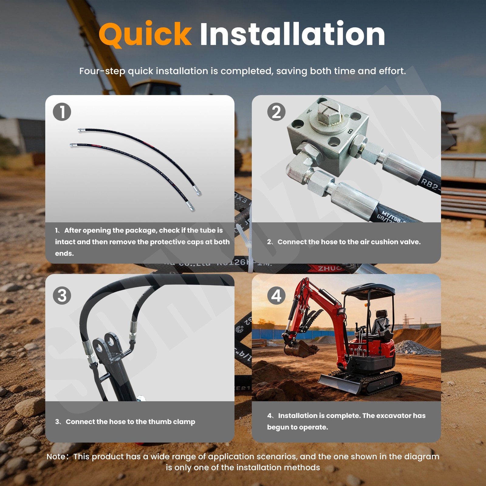 AGT Miva China Mini Excavator M14x1.5x 36" Hydraulic Hose New Both Ends Straight