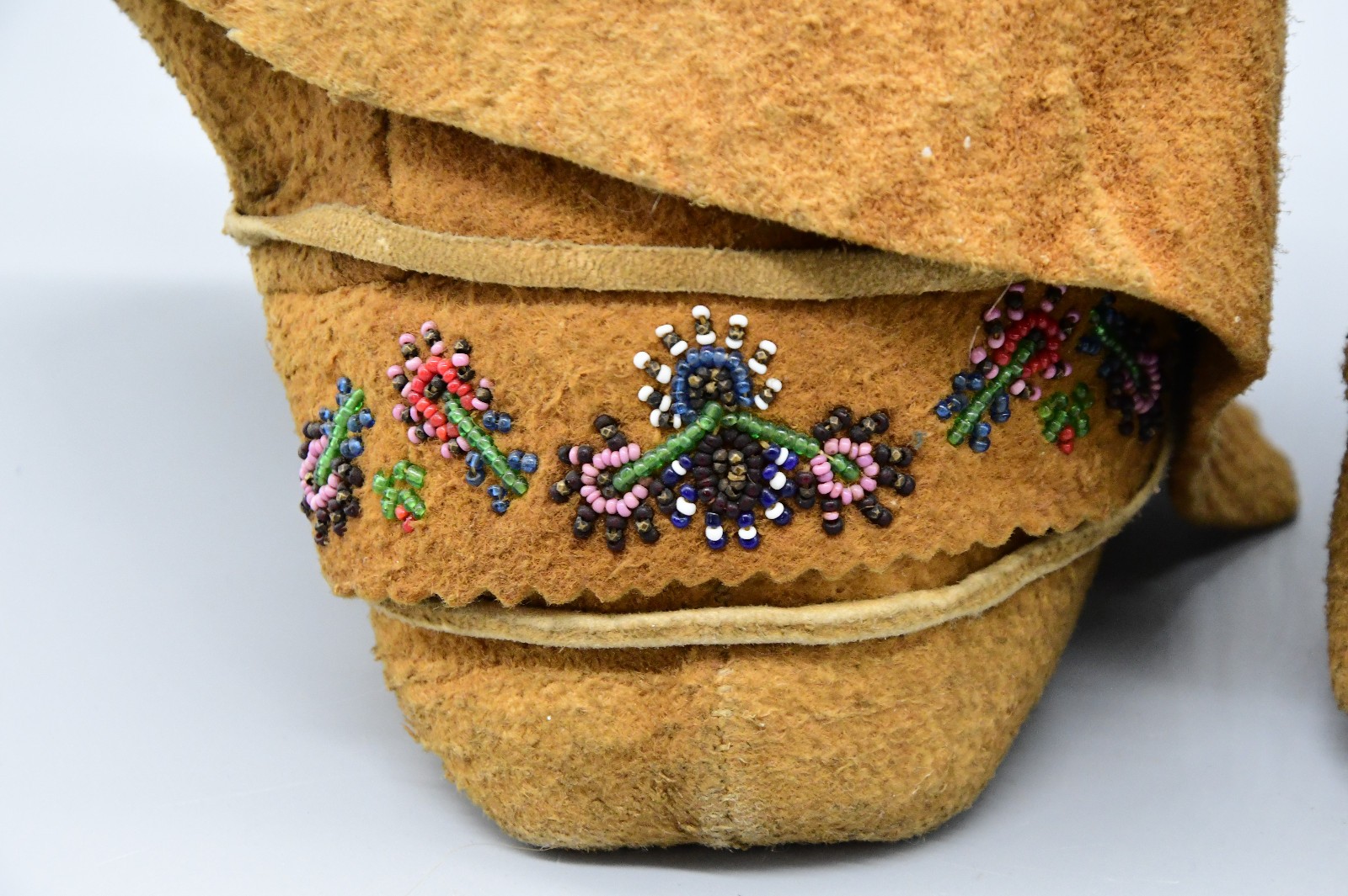 Chippewa Moccasins Part Sinew Sewn Smoked Moosehide 1880s-1910