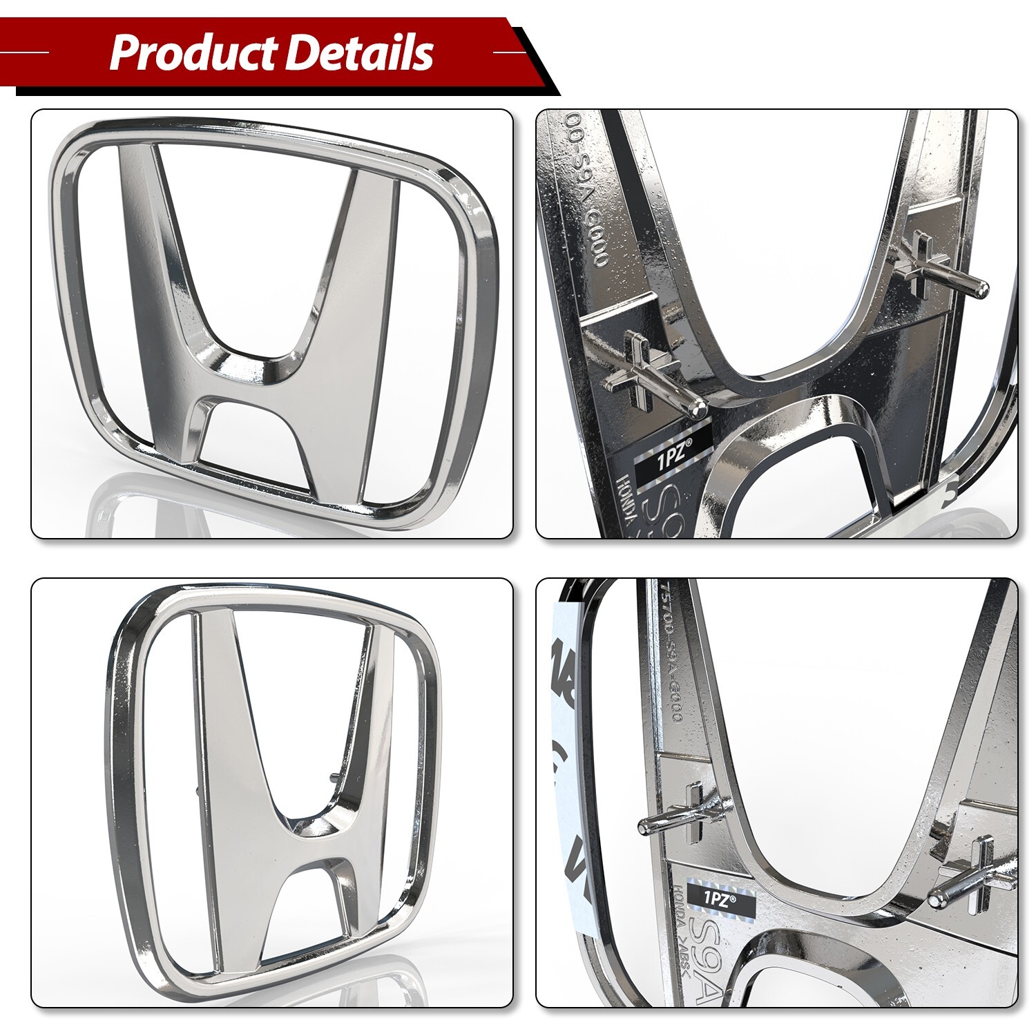 Front Grille Emblem Chrome Rep OEM 75700-S9A-G00 For Honda Accord CRV Logo Badge