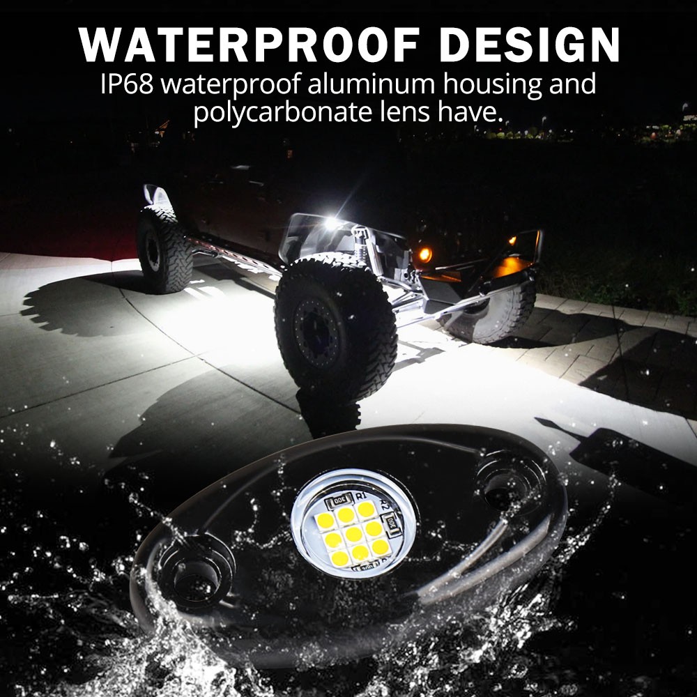 24Pcs White LED Rock Light Pods Underbody Glow Lamp Offroad SUV Pickup Truck UTV