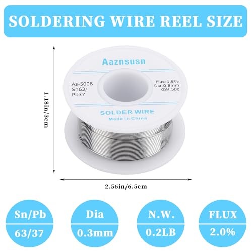63-37 Tin Lead Rosin Core Solder Wire for Electrical Soldering (0.8mm 50g)