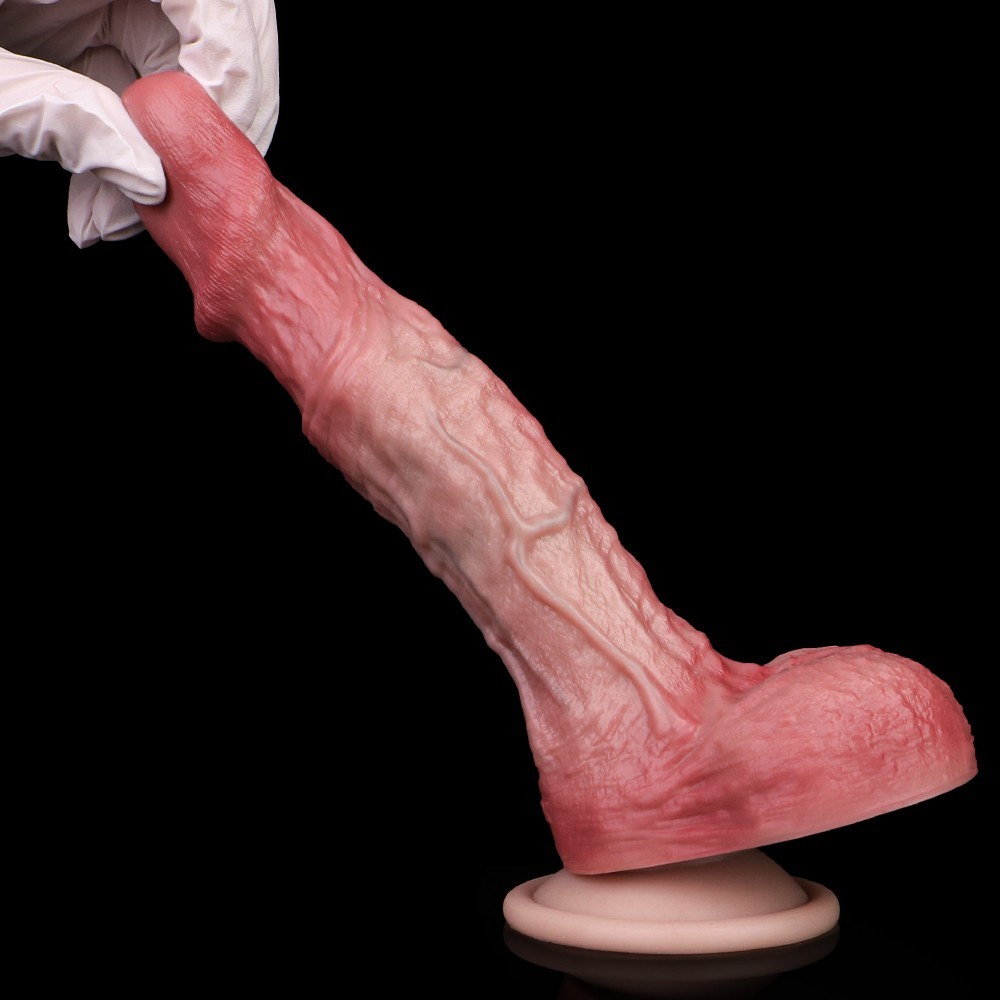 Double Layer Dildo Realistic Lifelike Big Real Dong Suction Cup Use Lubricant