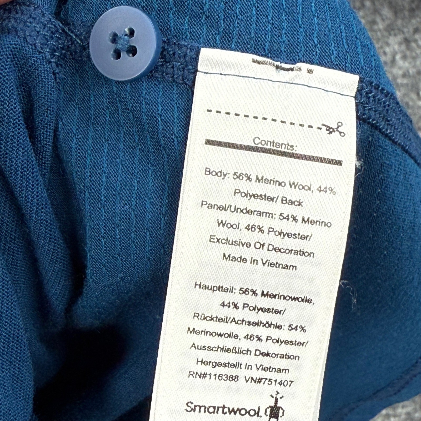 Smartwool Merino Sport 150 Short Sleeve Button Down Shirt Size Medium Blue Men's