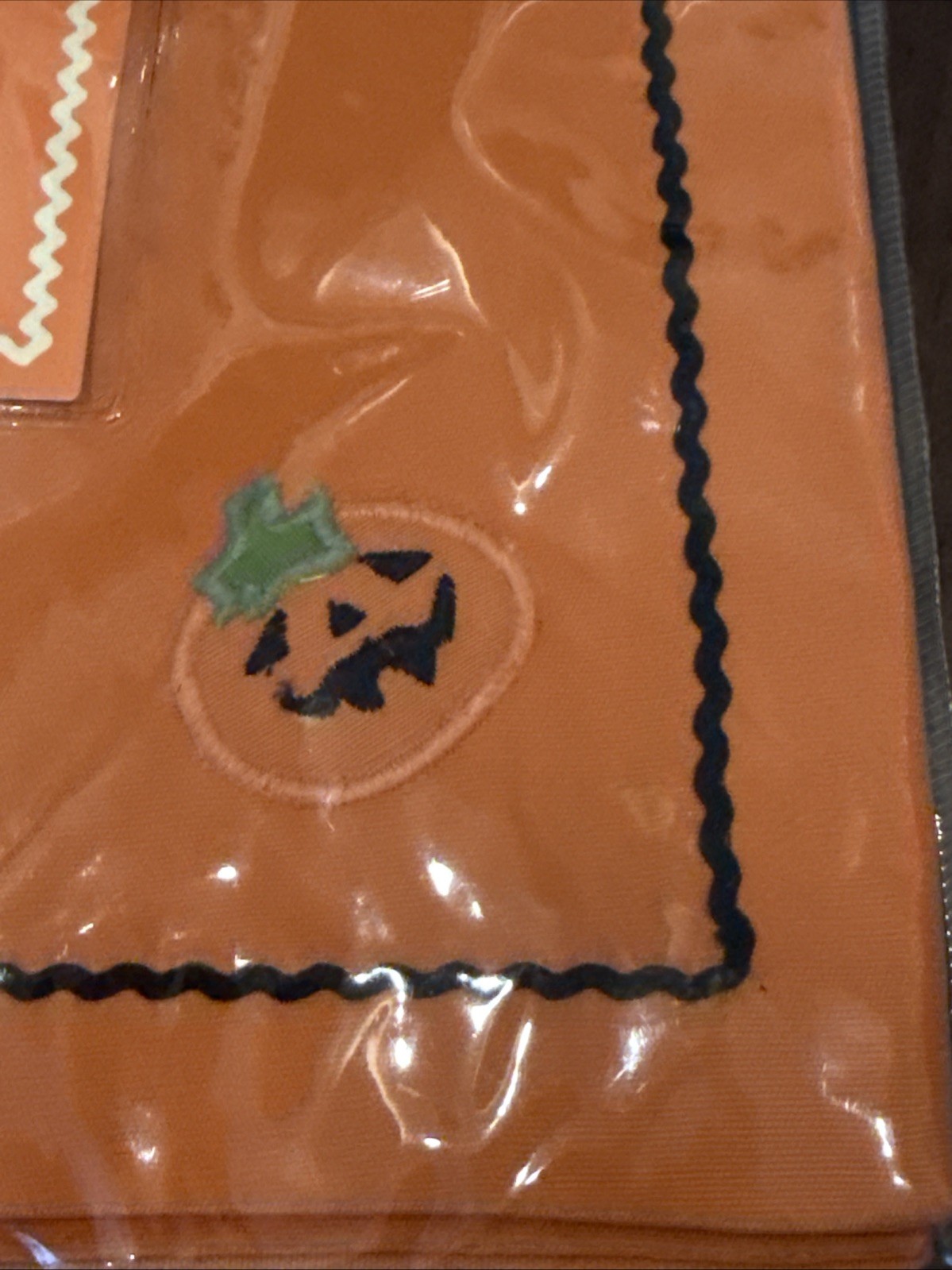 Pottery Barn Kids Halloween Ric Rac 4 Pumpkin Napkins Holiday New