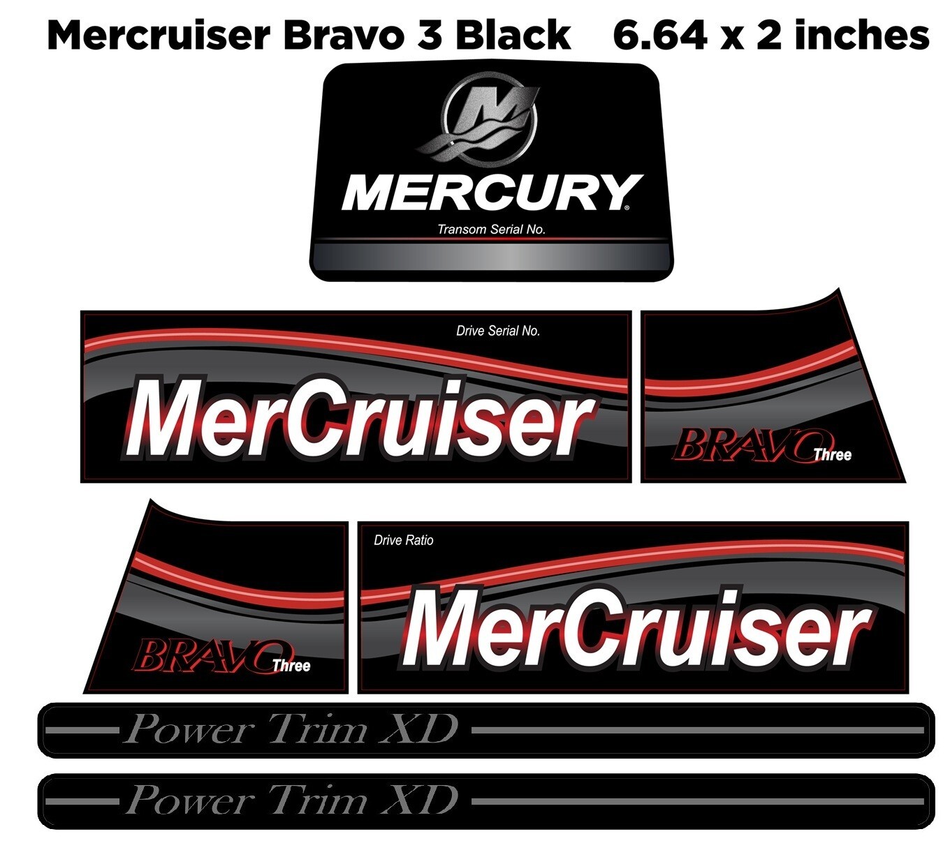 NEW MERCRUISER BRAVO THREE SELF ADHESIVE VINYL WATERPROOF STICKER DECAL GRAYTRIM