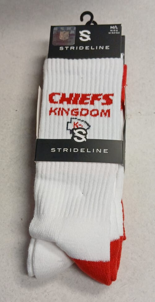 Strideline KC 2 Pk M/L CHIEFS KINGDOM Kansas City Socks Red White Sport Team NEW