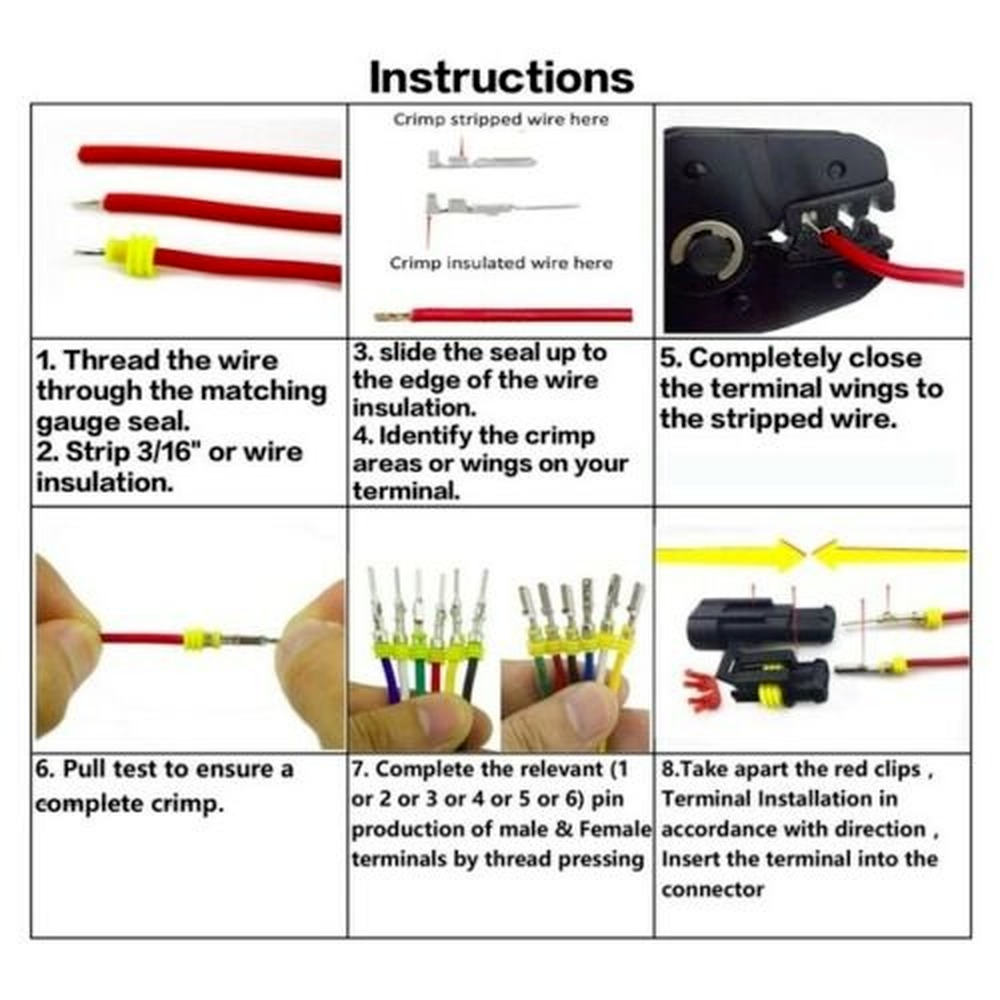 708PCS 1-6 Pin Car Automotive Waterproof Electrical Wire Connector Plug Kit Set