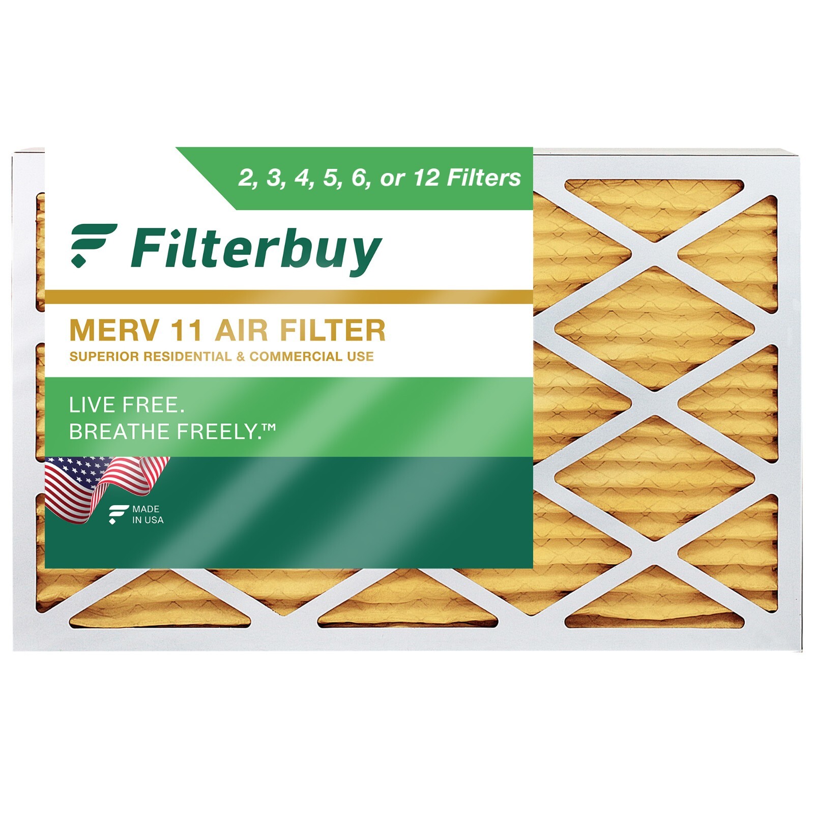 Filterbuy 16x25x1 Pleated Air Filters, Replacement for HVAC AC Furnace (MERV 11)