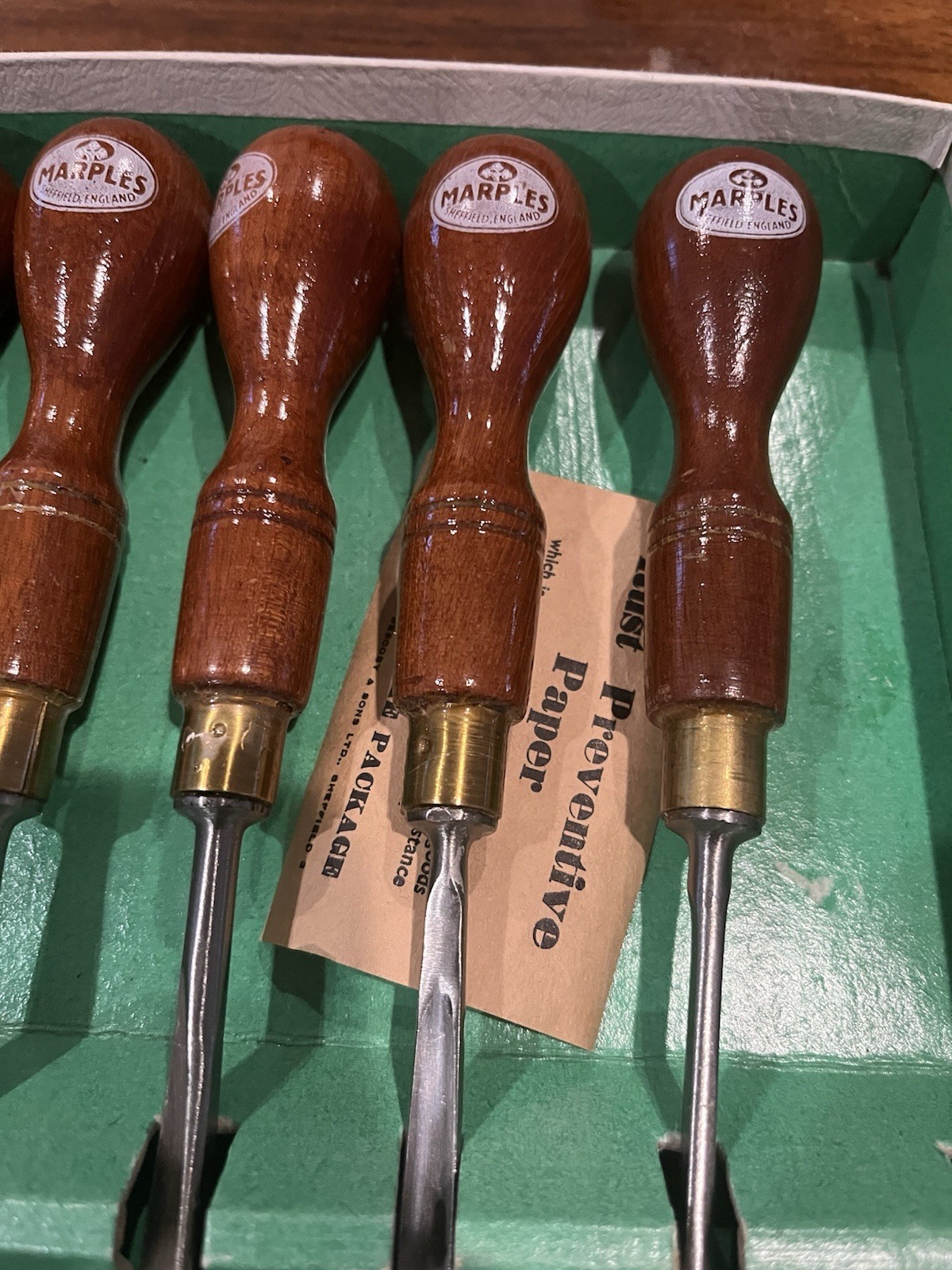 Marples Vintage Carving Chisels Box Bottom Only, Used Set